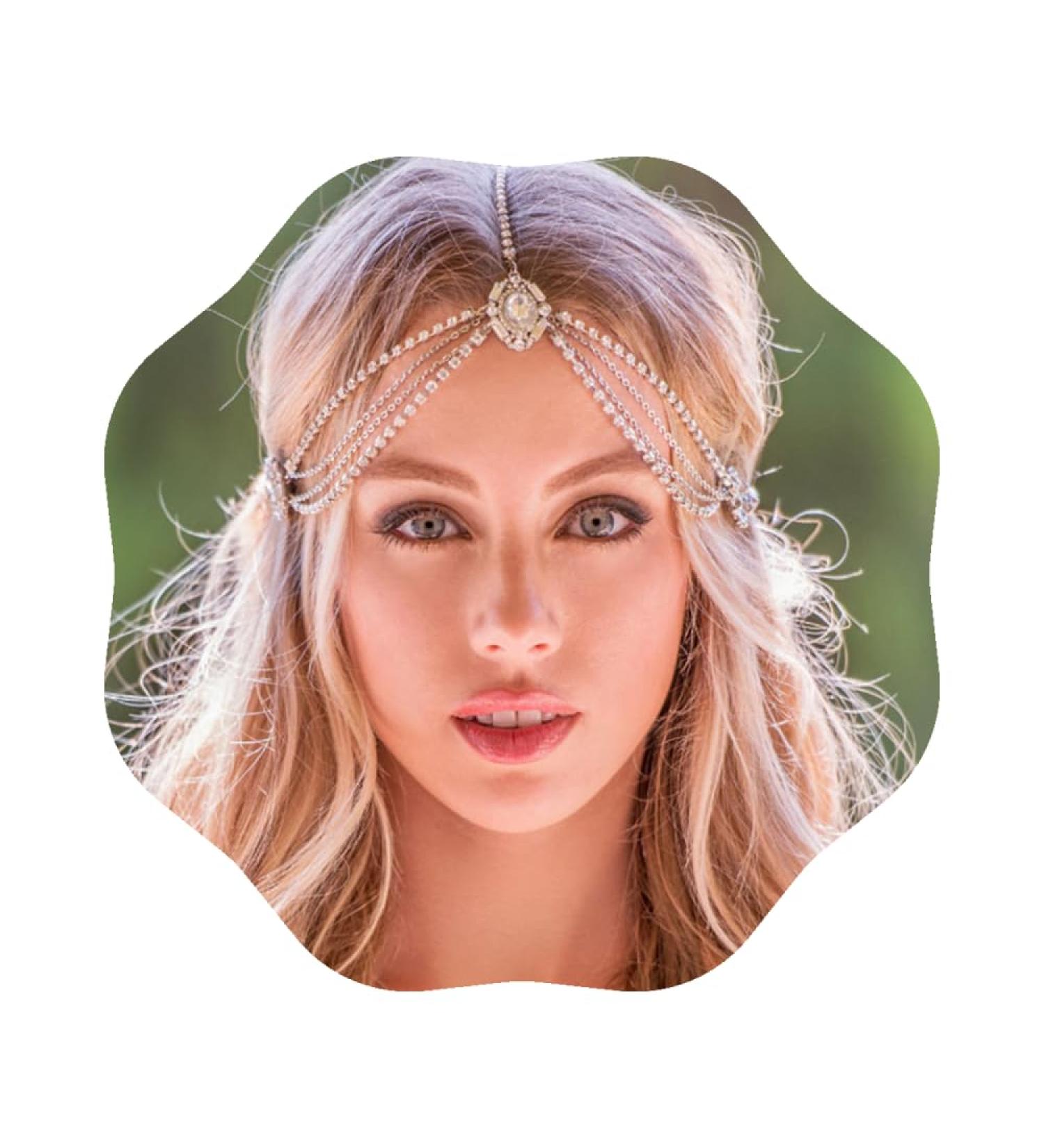 Shop Boho Tennis Head Chain for Women & Girls | Sparkling Rhinestones Hair Jewelry for Special Occasions Princess Party Gold Headpiece - Buy Online on GoSupps.com