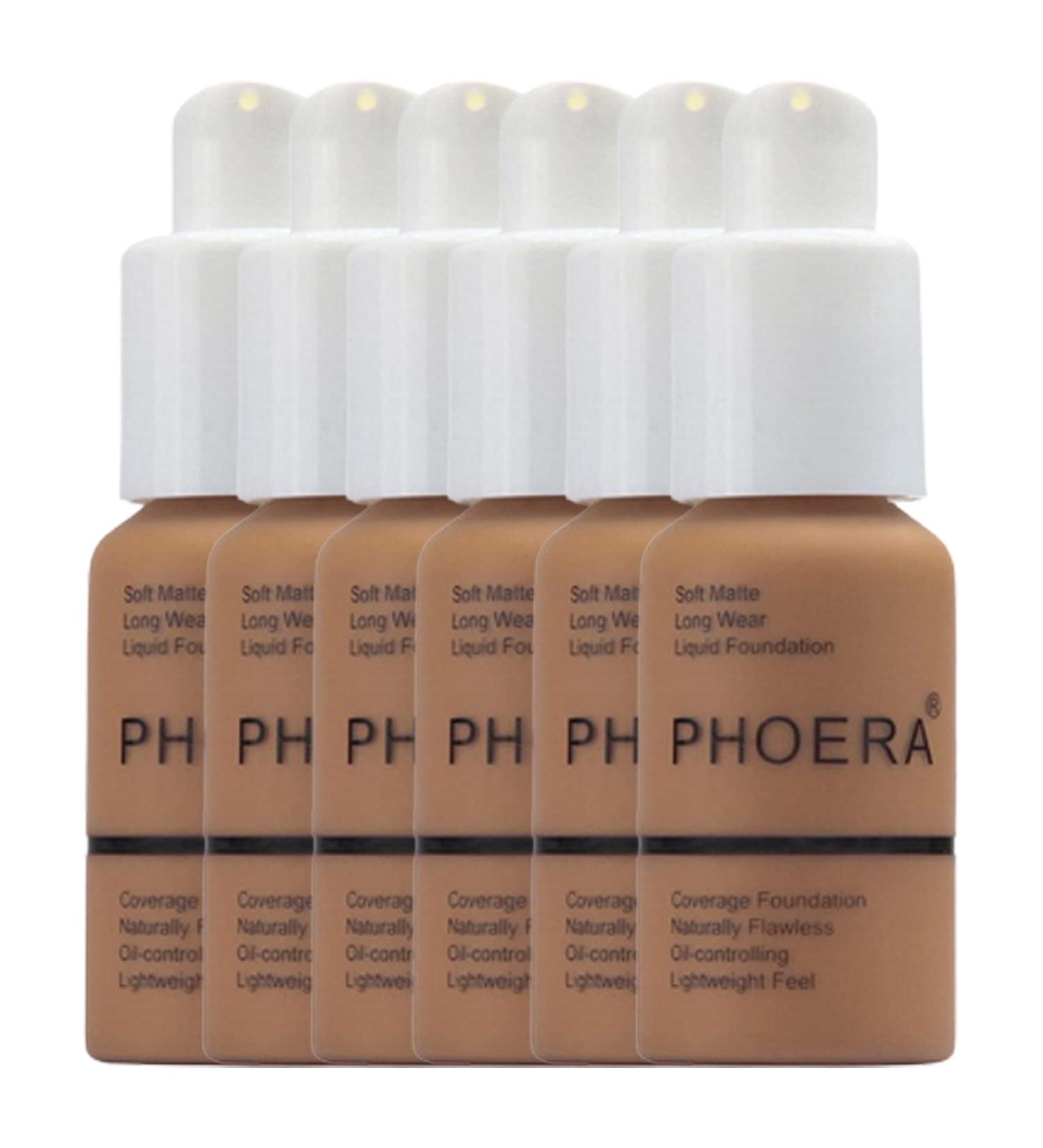 Glamza Phoera Foundation Full Coverage Makeup Kit - 24-Hour Long Lasting Oil Control Soft & Smooth Concealer Cream 6 Foundations 30ml & Silicone Sponge (109) - Buy Online on GoSupps.com