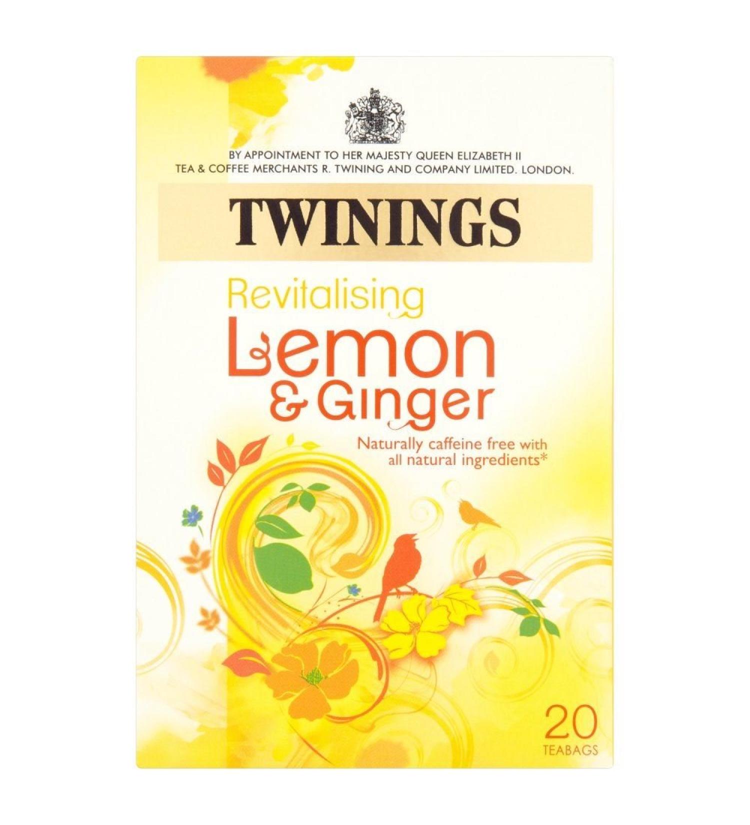 Twinings Twinings - Lemon & Ginger Flavored Tea - Pack of 4 boxes of 20 tea bags