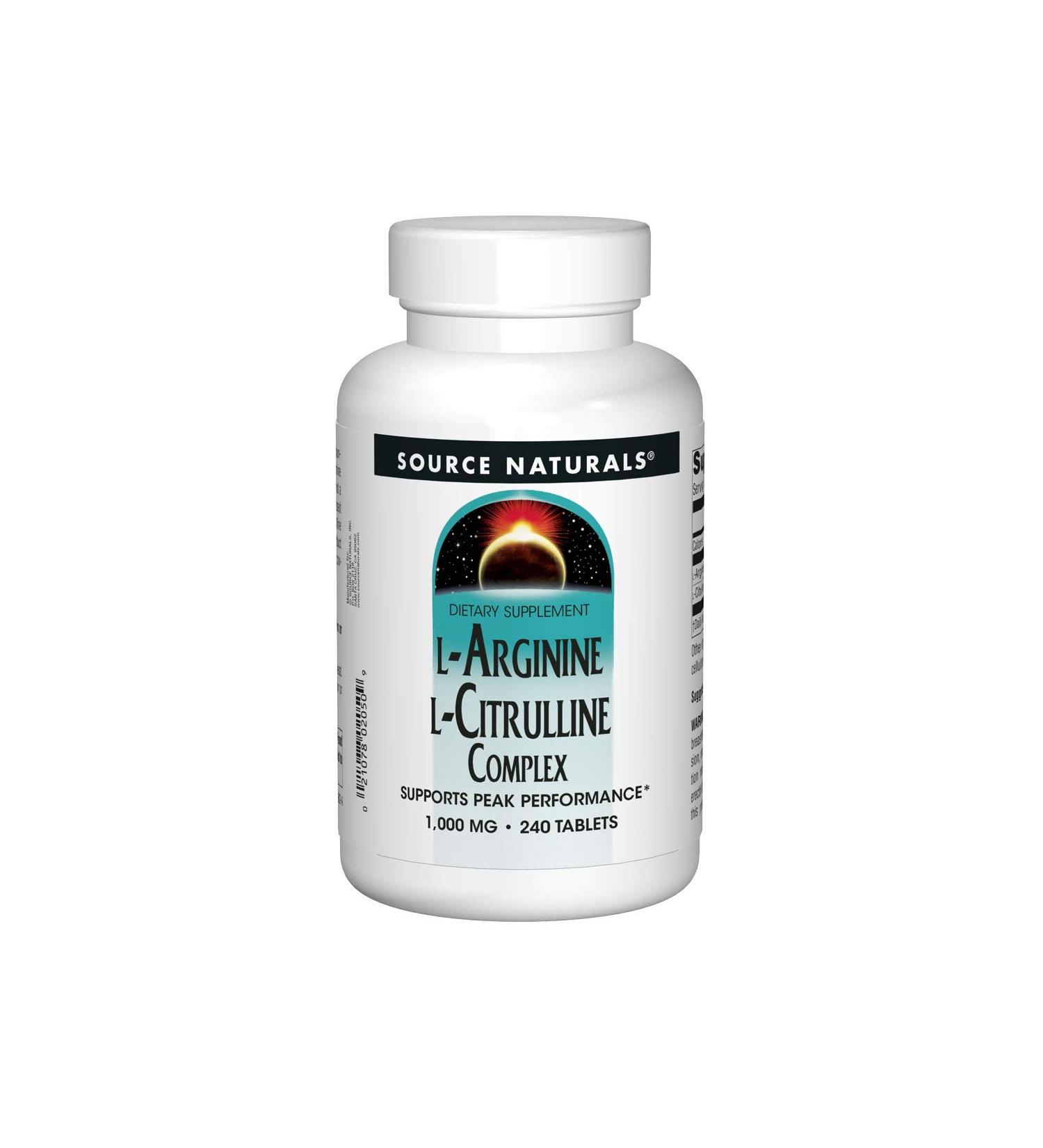 Buy Source Naturals L-Arginine L-Citrulline Complex 1000 mg | 240 Tablets - Boost Energy & Performance - Buy Online on GoSupps.com