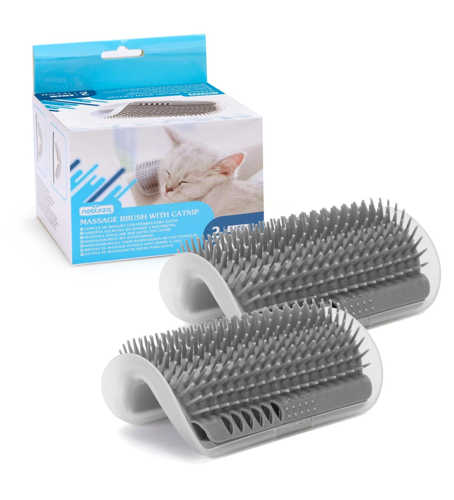 Nobleza 2 Pack Cat Brush with Catnip - Self Groomer for Cat Massage & Hair Removal | International Shipping Available - Buy Online on GoSupps.com