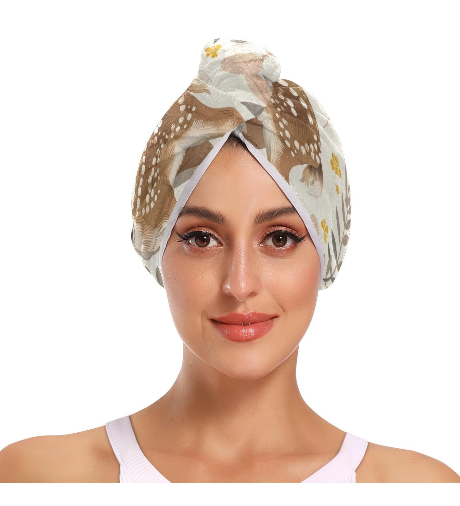 Buy Little Cute Deer Hair Towel 2 Pack - Super Absorbent Quick Dry Turbans for Women & Girls | International Shipping - Buy Online on GoSupps.com