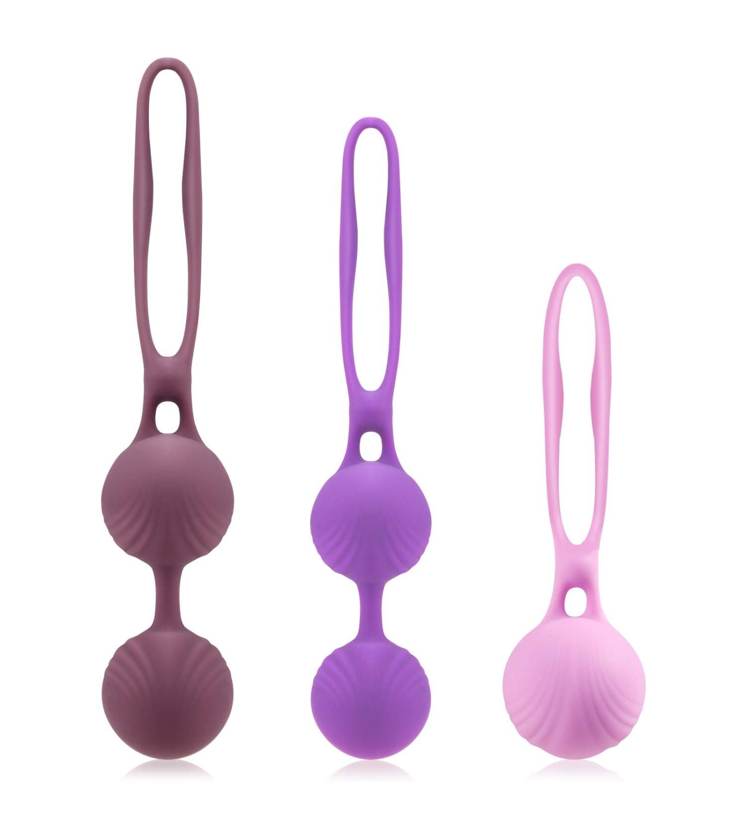 Kegel Balls for Tightening - Doctor Recommended Bladder Control & Pelvic Floor Strengthening | 3 Weights for Labor Prep & Recovery | Violet Ben Wa Balls - Buy Online on GoSupps.com