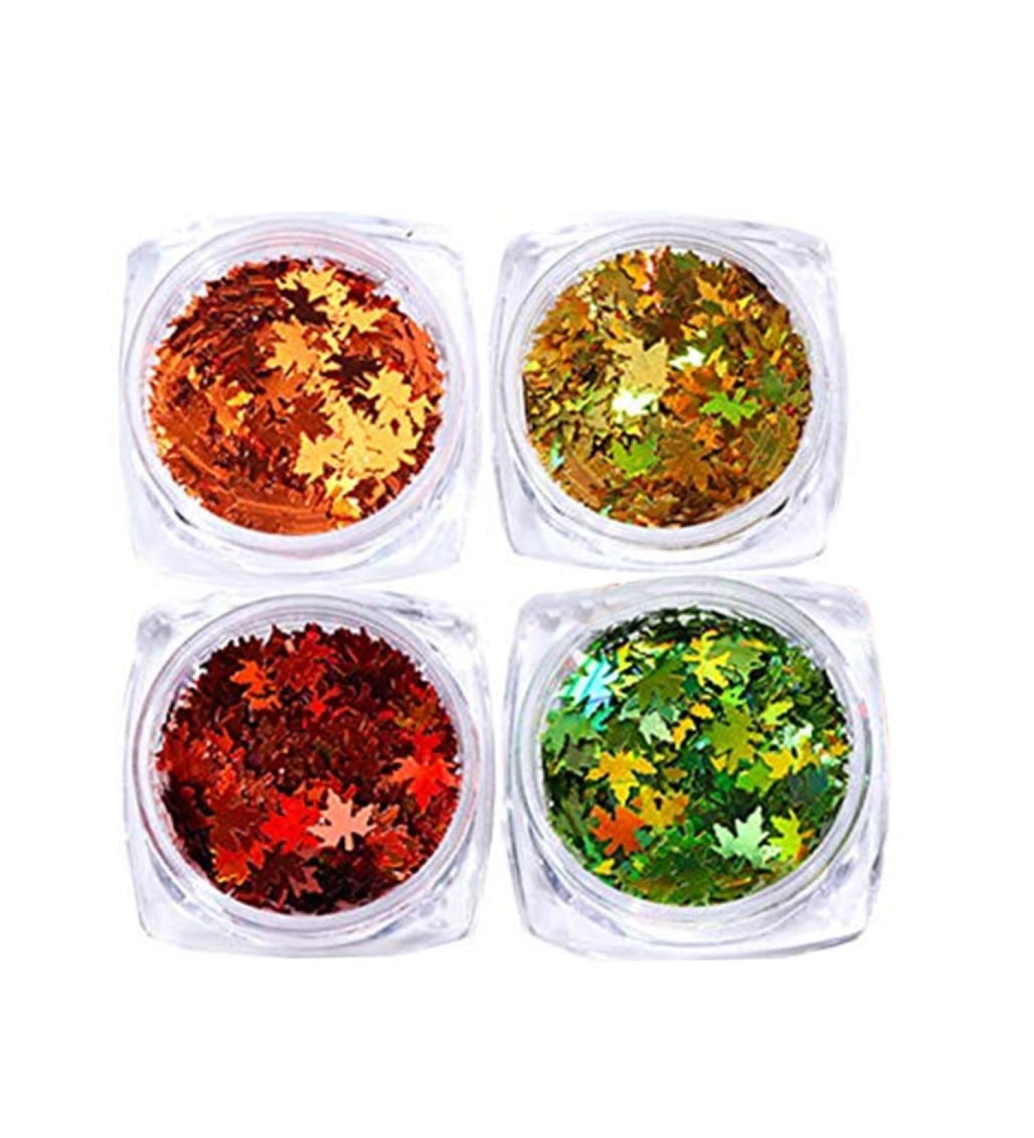Thanksgiving Decor4 Colors Maple Leaf Nail Art Sequins Maple Leaf Nail Glitters Stickers Autumn Nail Sequins for Nail Art - Buy Online on GoSupps.com