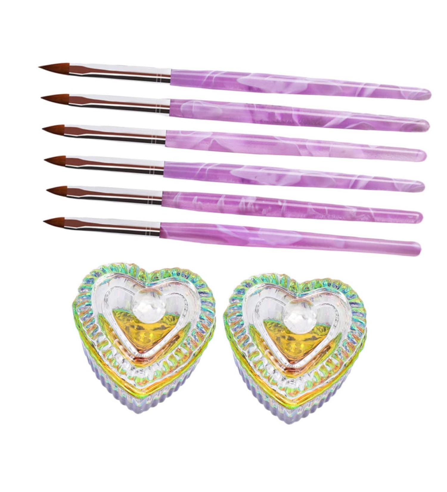 Beavorty 1 Set nail art crystal cup containers with lids nail brush for acrylic application nail art brush container with lid nail dip kits nail painting pen with cover Glass nail polish - Buy Online on GoSupps.com