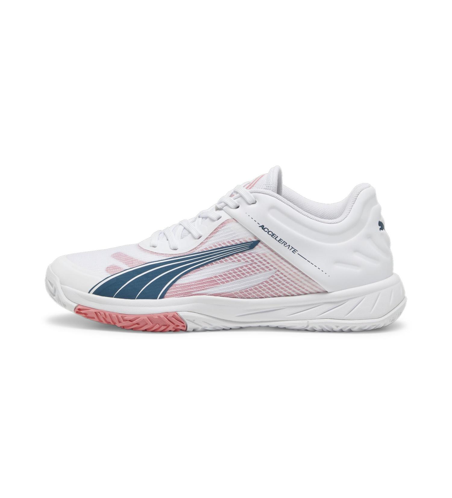 PUMA Unisex Accelerate Turbo W+ Indoor Court Shoe 39 EU - Puma White Ocean Tropic Passionfruit | Shop Internationally - Buy Online on GoSupps.com