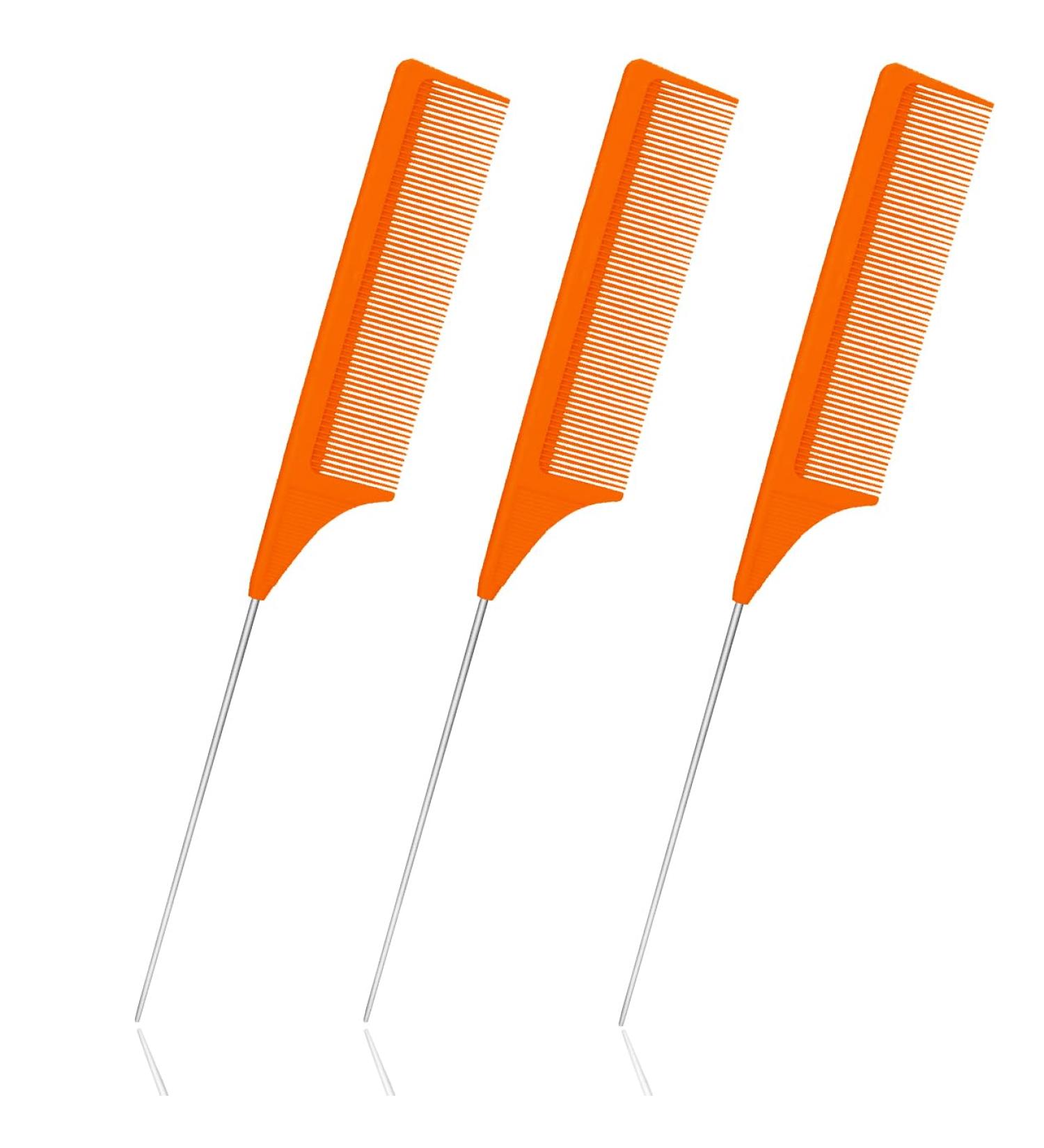 3-Piece Hair Comb Set - Metal Combs for Hair Styling and Back Combing - Orange - Buy Online on GoSupps.com