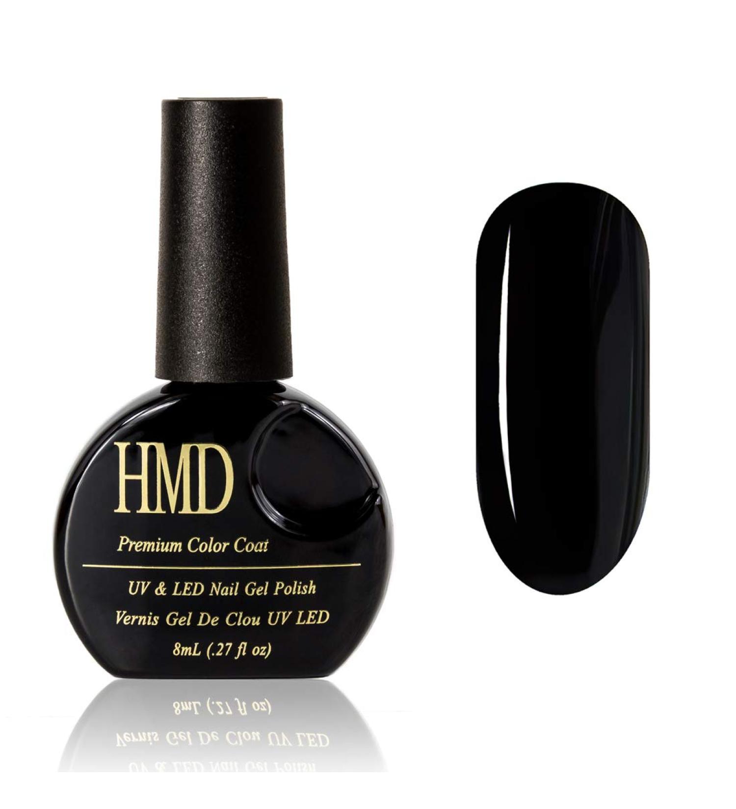 Canada HMD Soak Off UV LED High shine gel nail polish Color #046 fast cure 8ml Pure Black color. - Buy Online on GoSupps.com