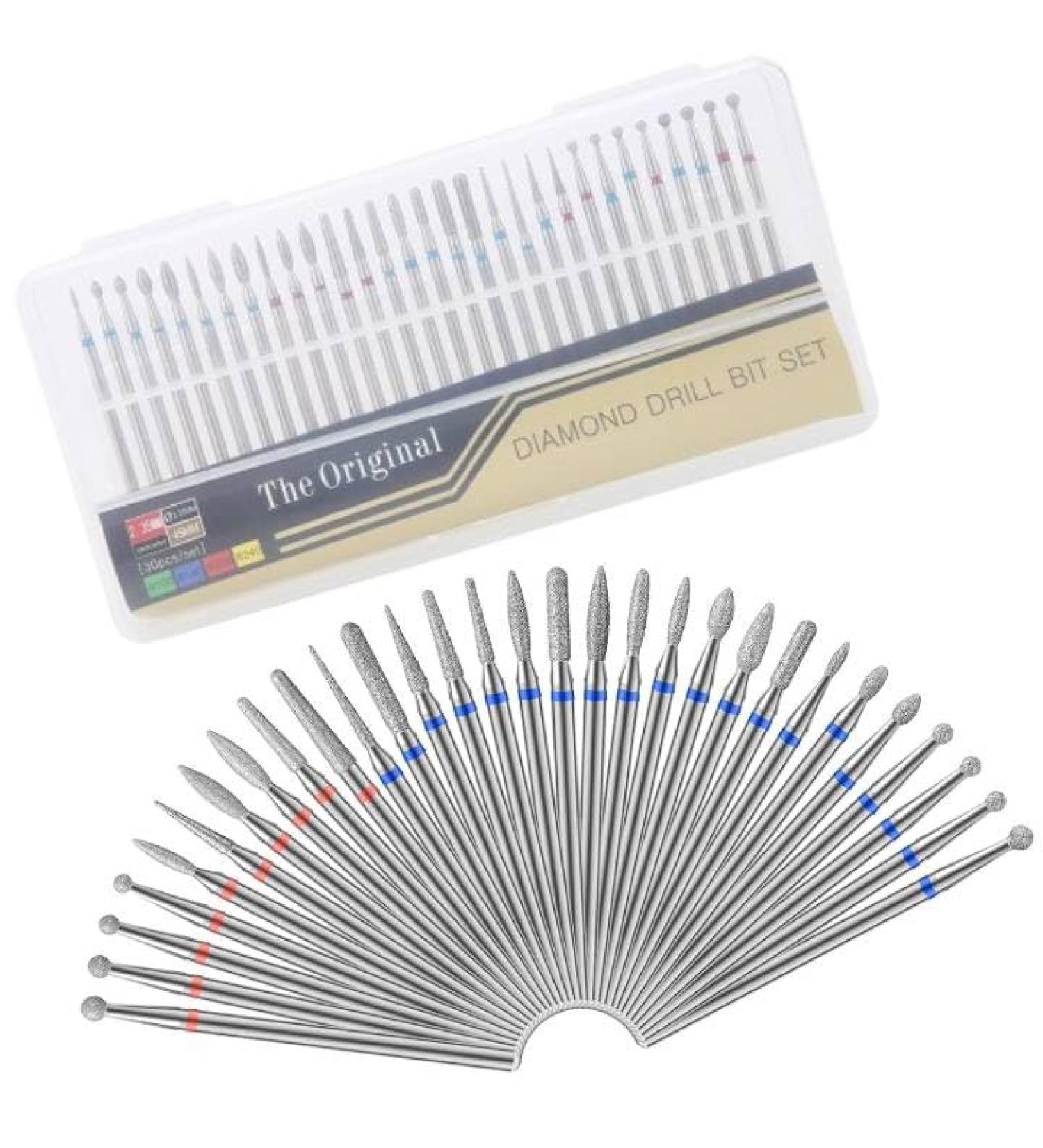 Nail Drill Bits Set 30Pcs Diamond Cuticle Remover Bits Kit with Case Rotary Diamond Drill Bit Polishing File Grinding Heads Tools for Nail Salon Manicure Pedicure - Buy Online on GoSupps.com