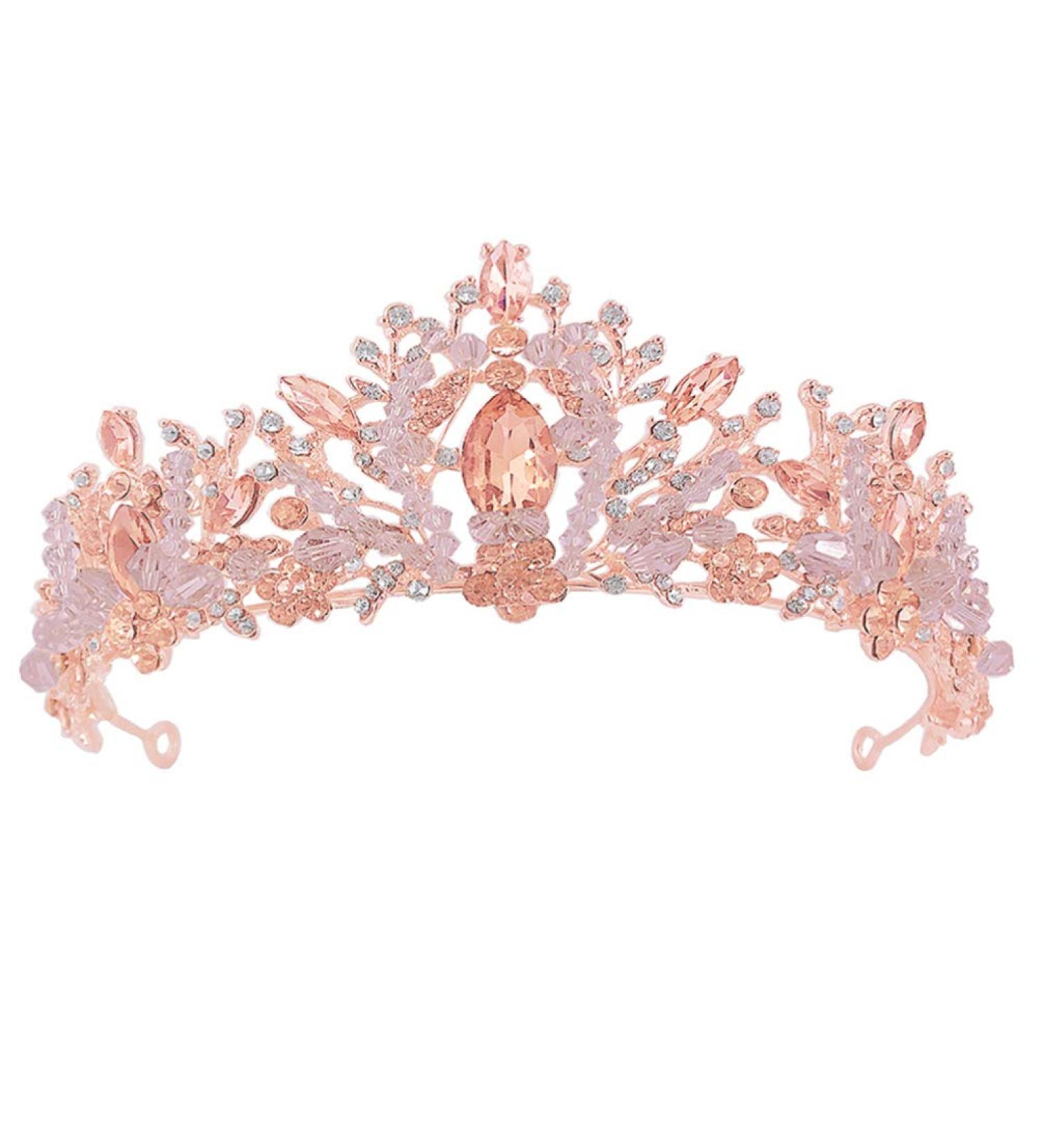 FRCOLOR Pink Tiara Crown Crystal Silver Headband Diamond Bridal Headdress Wedding Prom Crown Hair Accessories for Women Girl Birthday Wedding Christmas Party Favor Ornaments - Buy Online on GoSupps.com