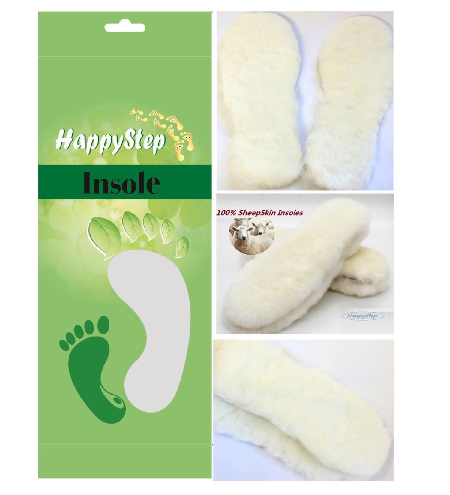 Happystep Men's Genuine Sheepskin Lambswool Insoles with Felt Comfort Sole - Size 12 - Buy Online on GoSupps.com
