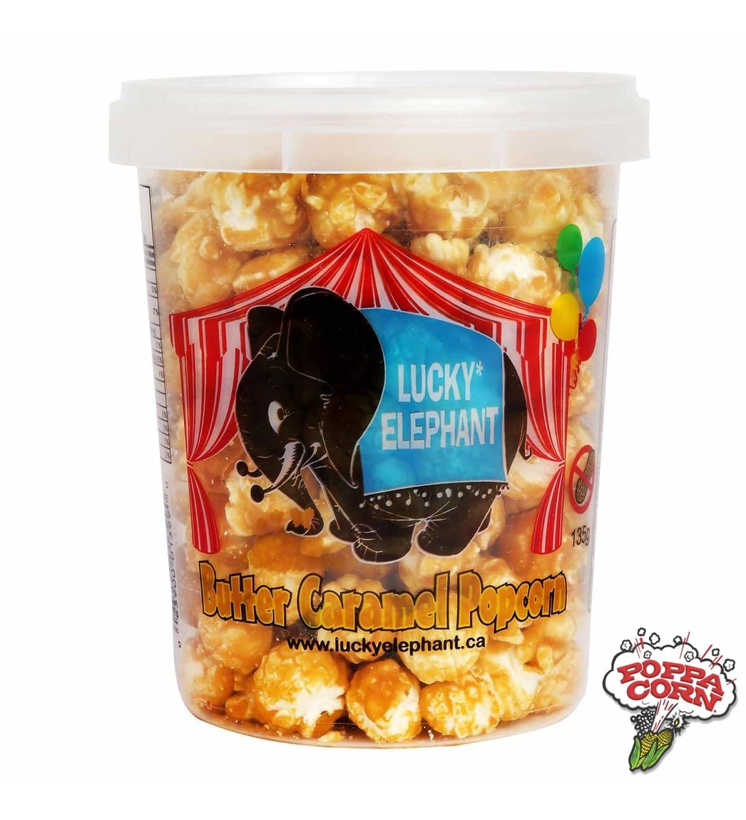 Lucky Elephant Butter Caramel Popcorn 135g Tub (4 Pack) - Buy Online on GoSupps.com