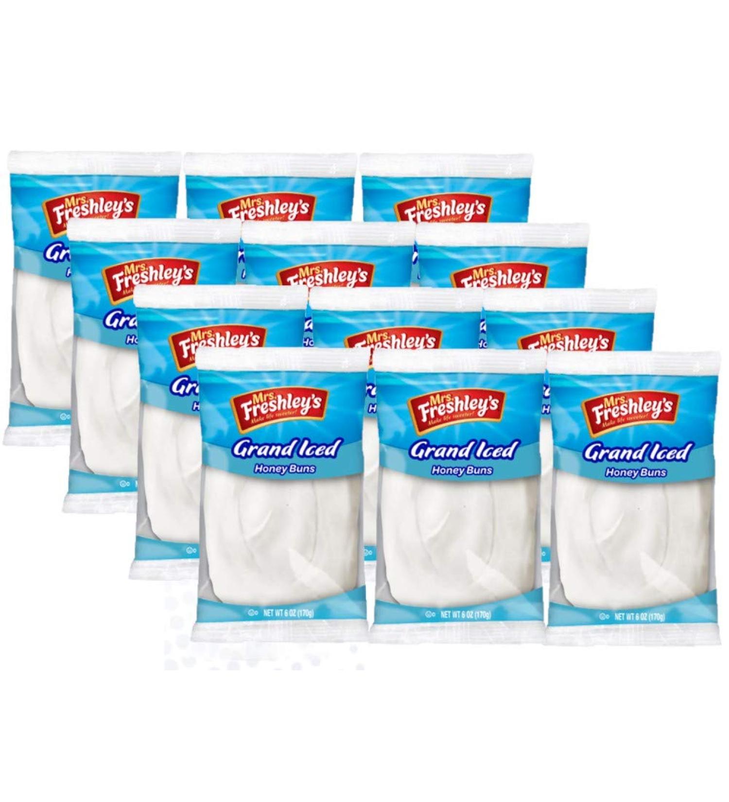 Mrs. Freshley's Grand White Iced Honey Buns  Individually Packaged  6 oz.  Pack of 12 - Buy Online on GoSupps.com