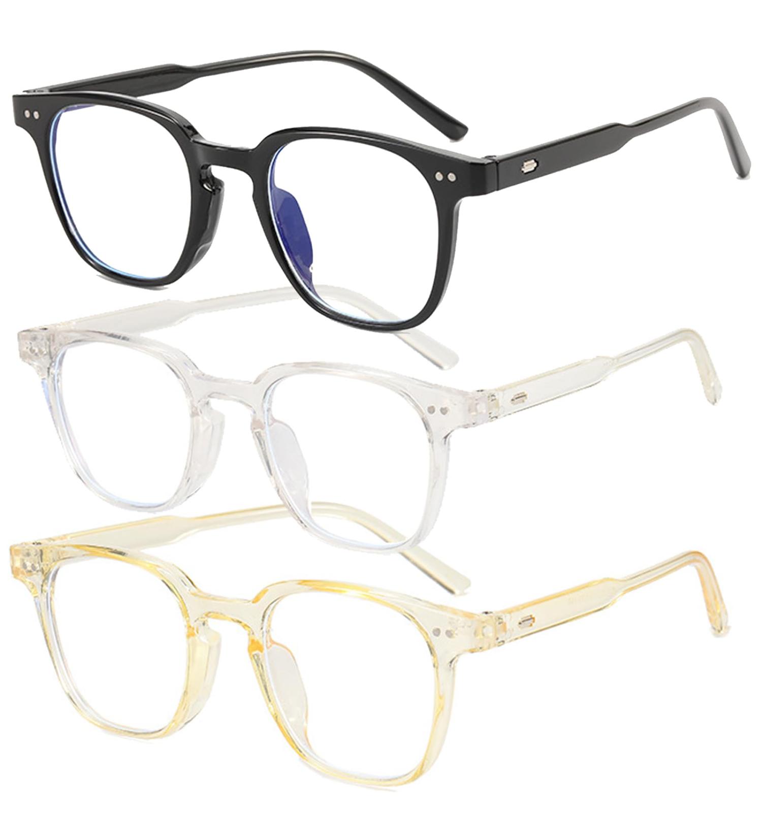 2 Pack Blue Light Blocking Glasses Anti Blue Light Gaming Glasses Retro Fashion Frame Non-Prescription Lens Anti Fatigue Headache Computer Screen Glasses for Women and Men Unisex Round Glasses A2 3pack black+white+yellow - Buy Online on GoSupps.com