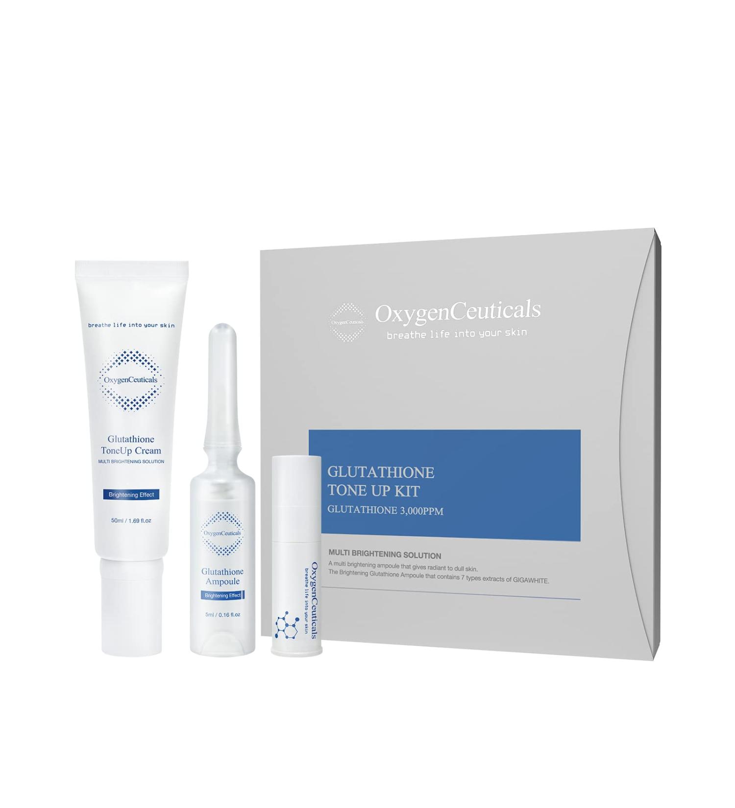 OxygenCeuticals Glutathione ToneUp Kit Antioxidant Skincare Set with Glutathione and Niacinamide Ampoule and Cream Duo 2-Piece Set Made in Korea - Buy Online on GoSupps.com