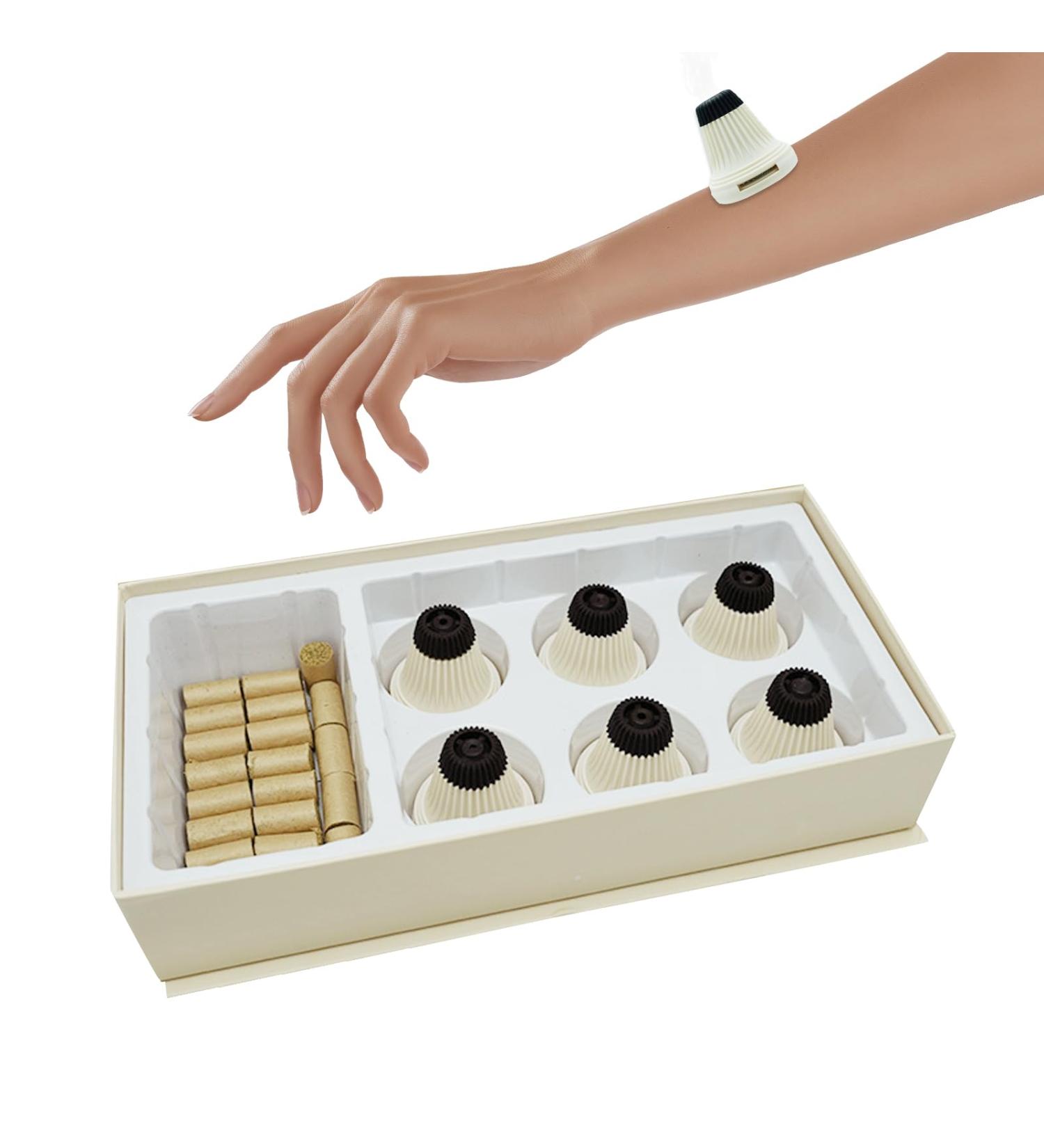 Moxibustion Box with 60 Moxa Sticks - White Moxibustion Tool for Acupuncture Therapy & Healing - Buy Online on GoSupps.com