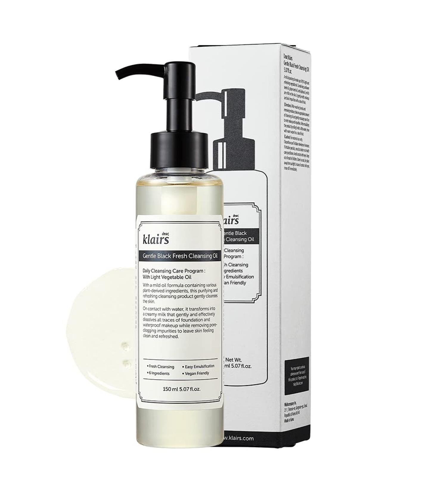 Dear Klairs Gentle Black Fresh Cleansing Oil 150ml | Best Makeup Remover & Natural Cleanser - Buy Online on GoSupps.com