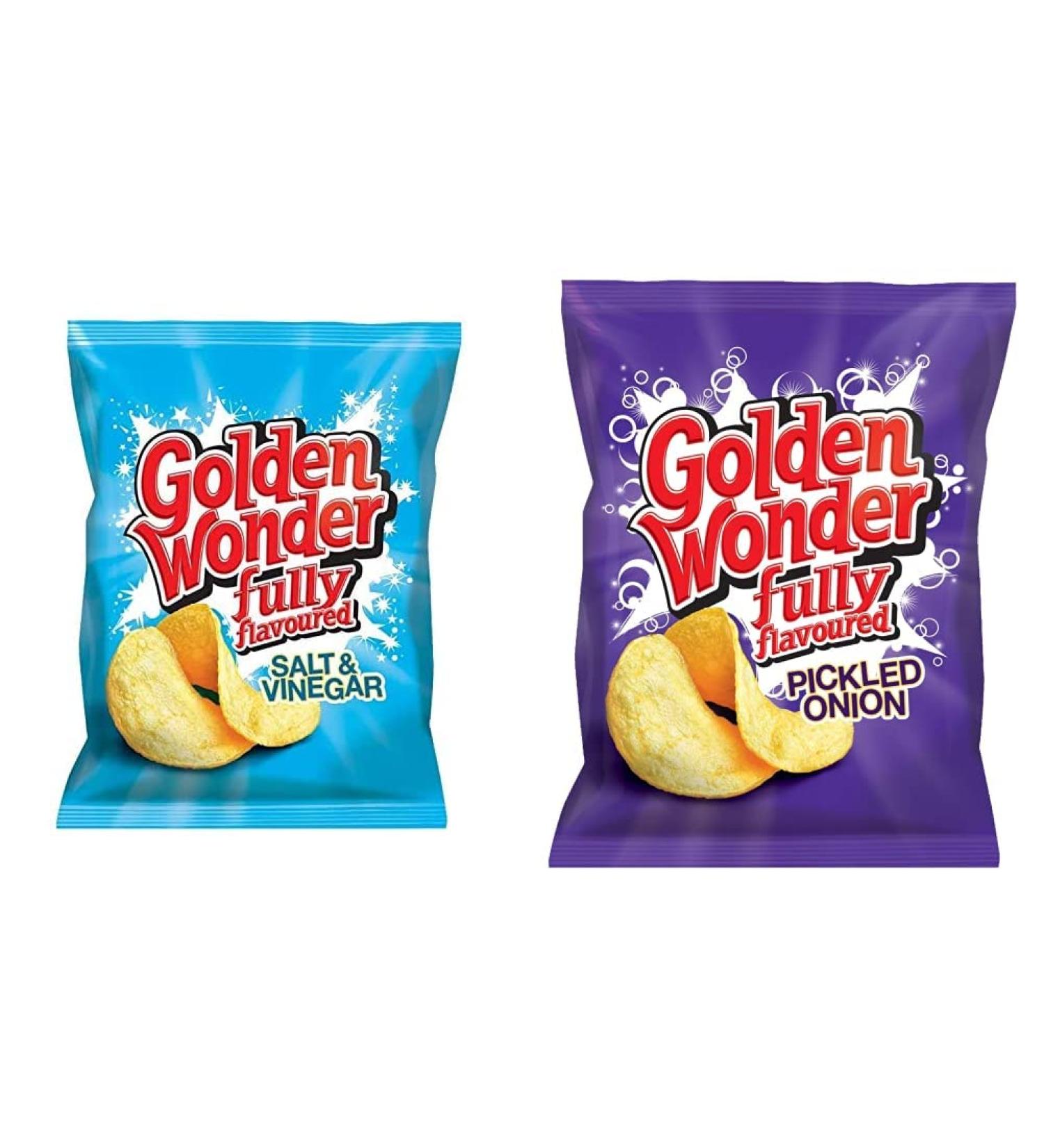 Tayto Golden Wonder Salt and Vinegar Crisps 32 x 32.5g & Tayto Pickled Onion Crisps 32 x 32.5g - Buy Online on GoSupps.com