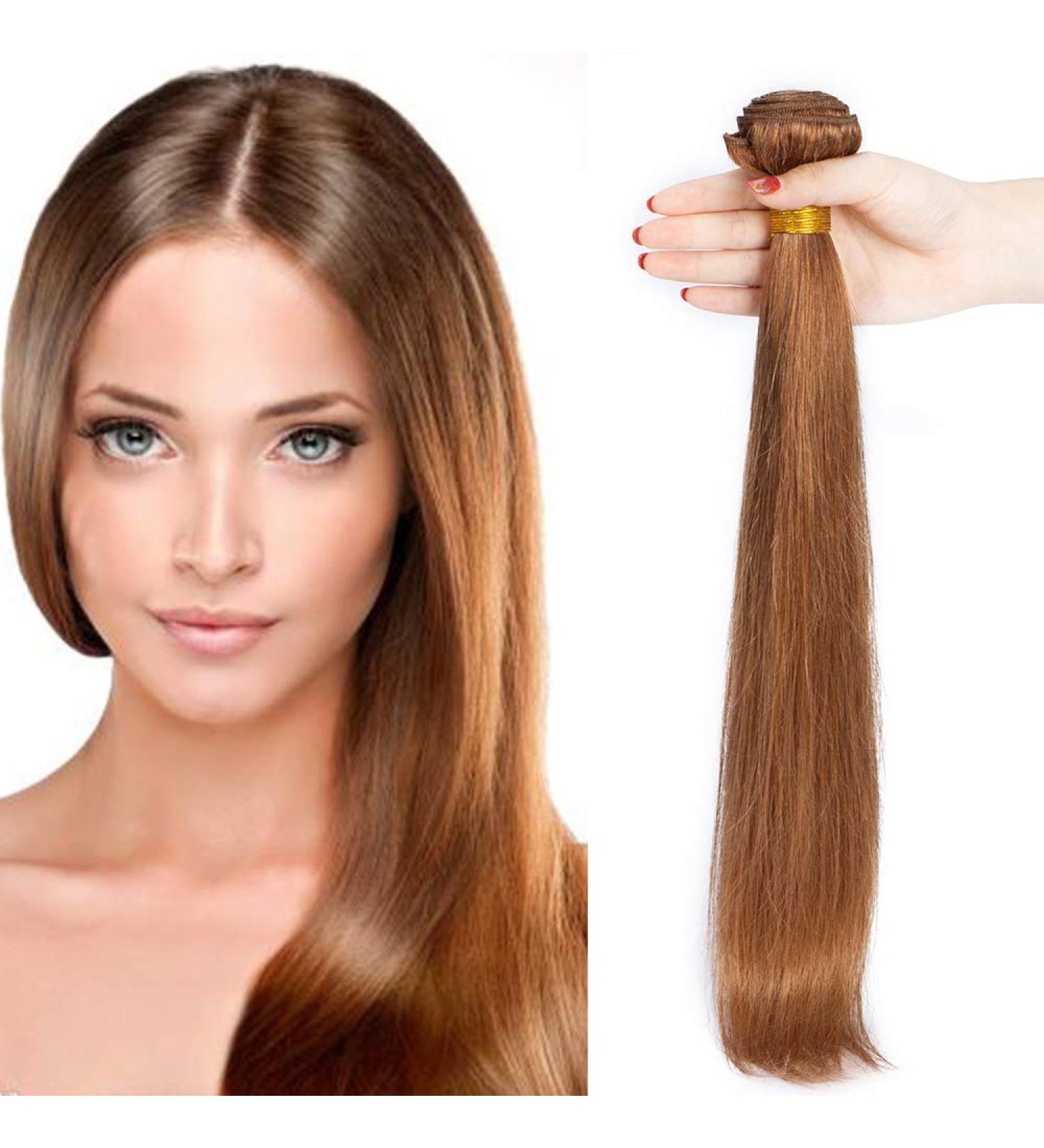 Brazilian Human Hair Bundles - 100% Virgin Straight Chestnut Brown Extensions | 20 Weave - Buy Online on GoSupps.com