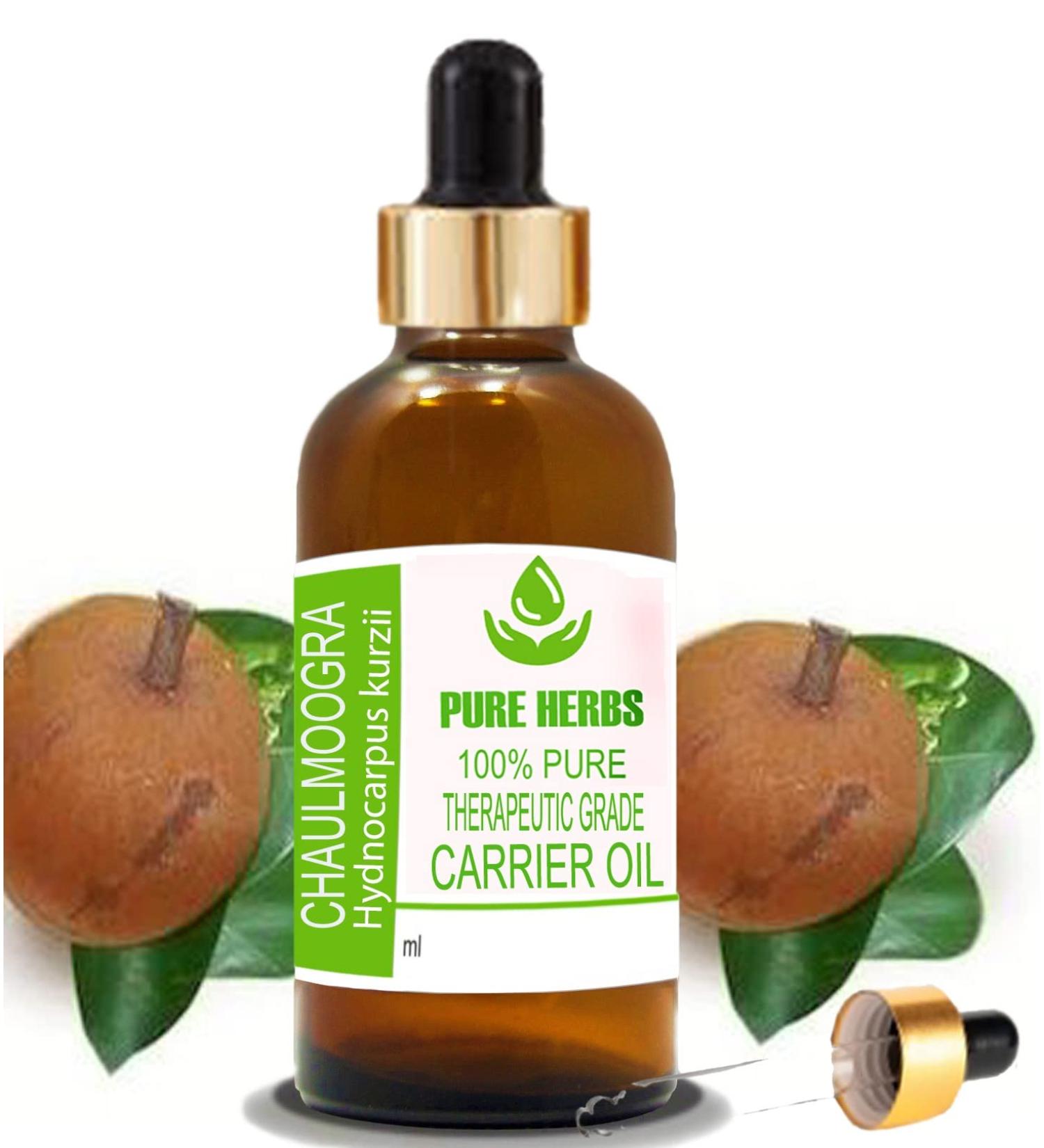Pure Herbs Chaulmoogra Oil 100ml | Natural Carrier Oil Hydnocarpus Kurzi | International Shipping Available - Buy Online on GoSupps.com