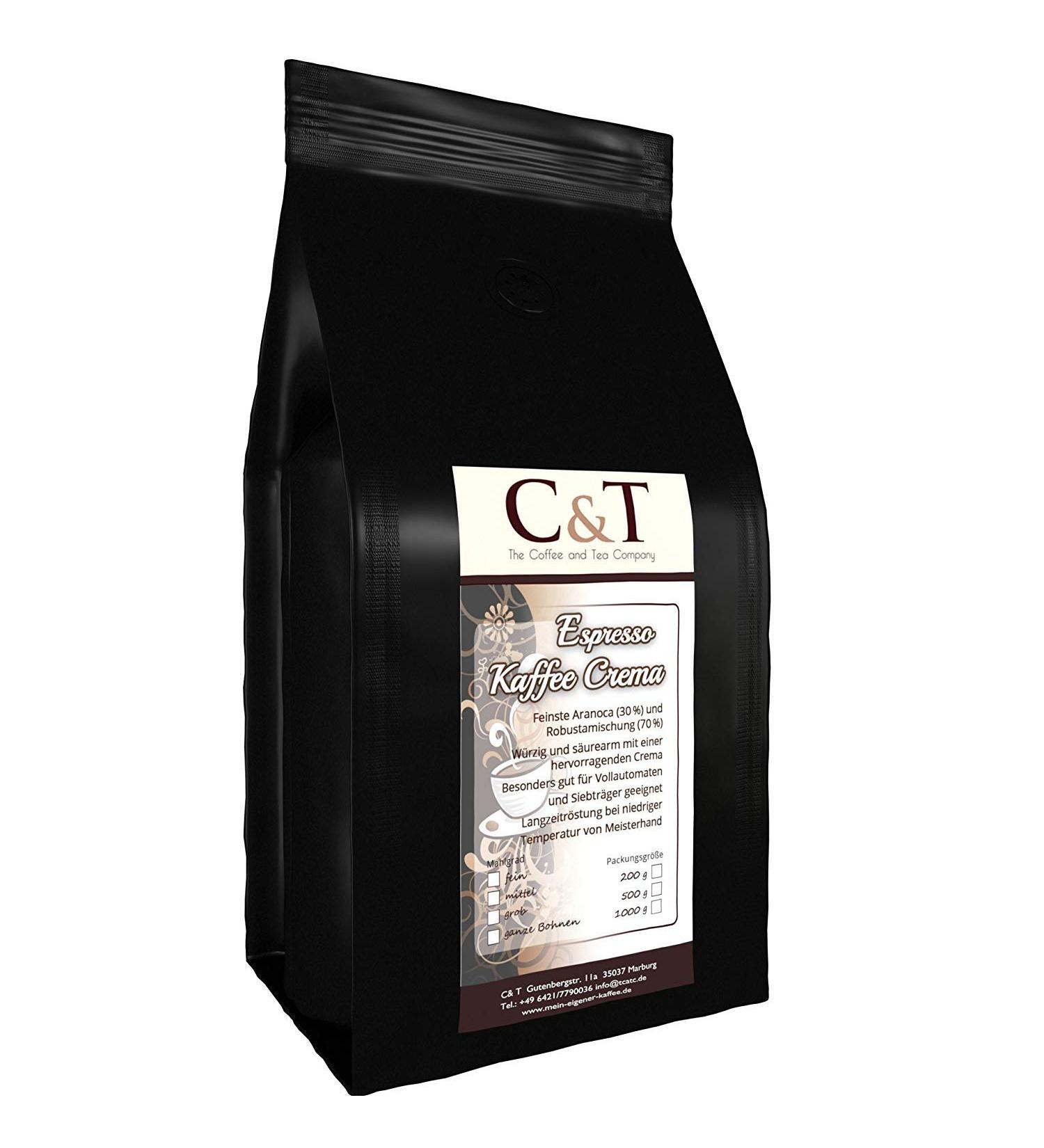 Espresso Cafe Crema - 1000g (ground) - Low Acid - Soft & Fresh Roasted - Buy Online on GoSupps.com