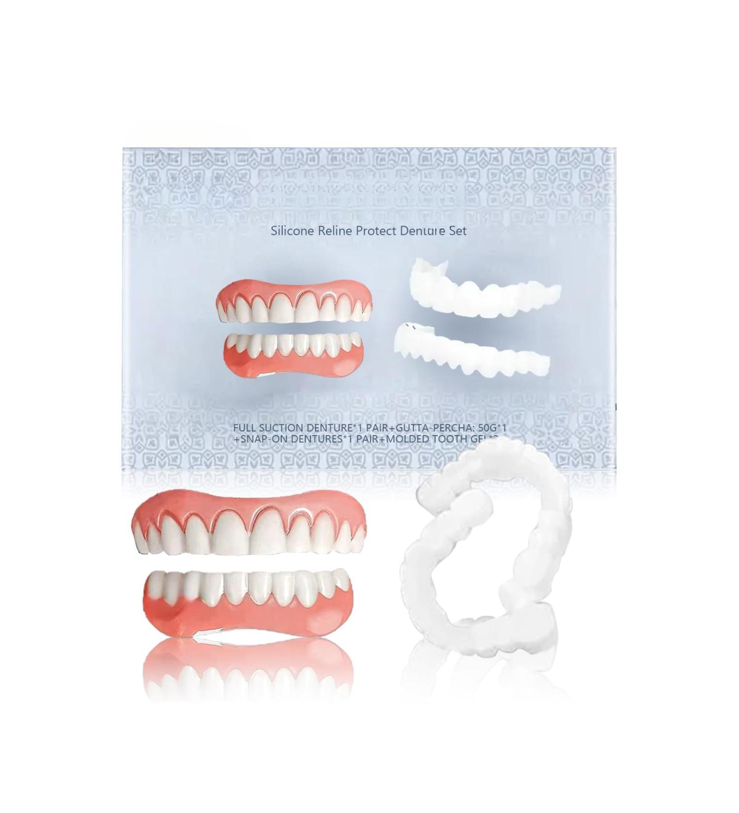 Rapid Smile Denture Reline Set - Upper and Lower Dentures Set Rapid Smile Moldable False Teeth Fast to Install Durable Fit 2025 Easy to Use - Buy Online on GoSupps.com