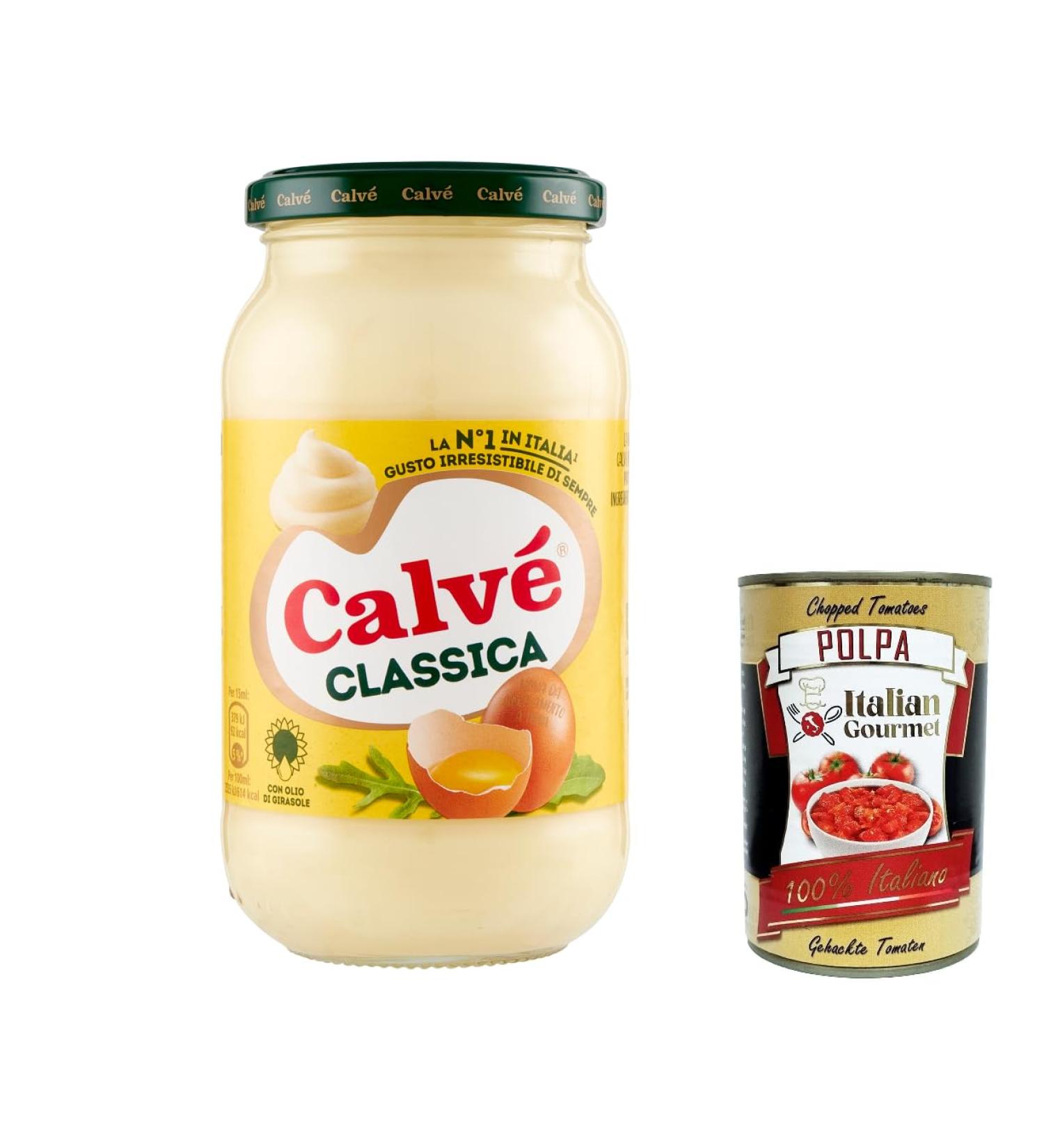  Italian Gourmet E.R. Calv Classic Mayonnaise 450 ml with Sunflower Oil Ideal for Sandwiches and Appetizers No Preservatives and Sugar Gluten Free Vegetarian + Italian Polpa Gourmet Polpa - Buy Online on GoSupps.com