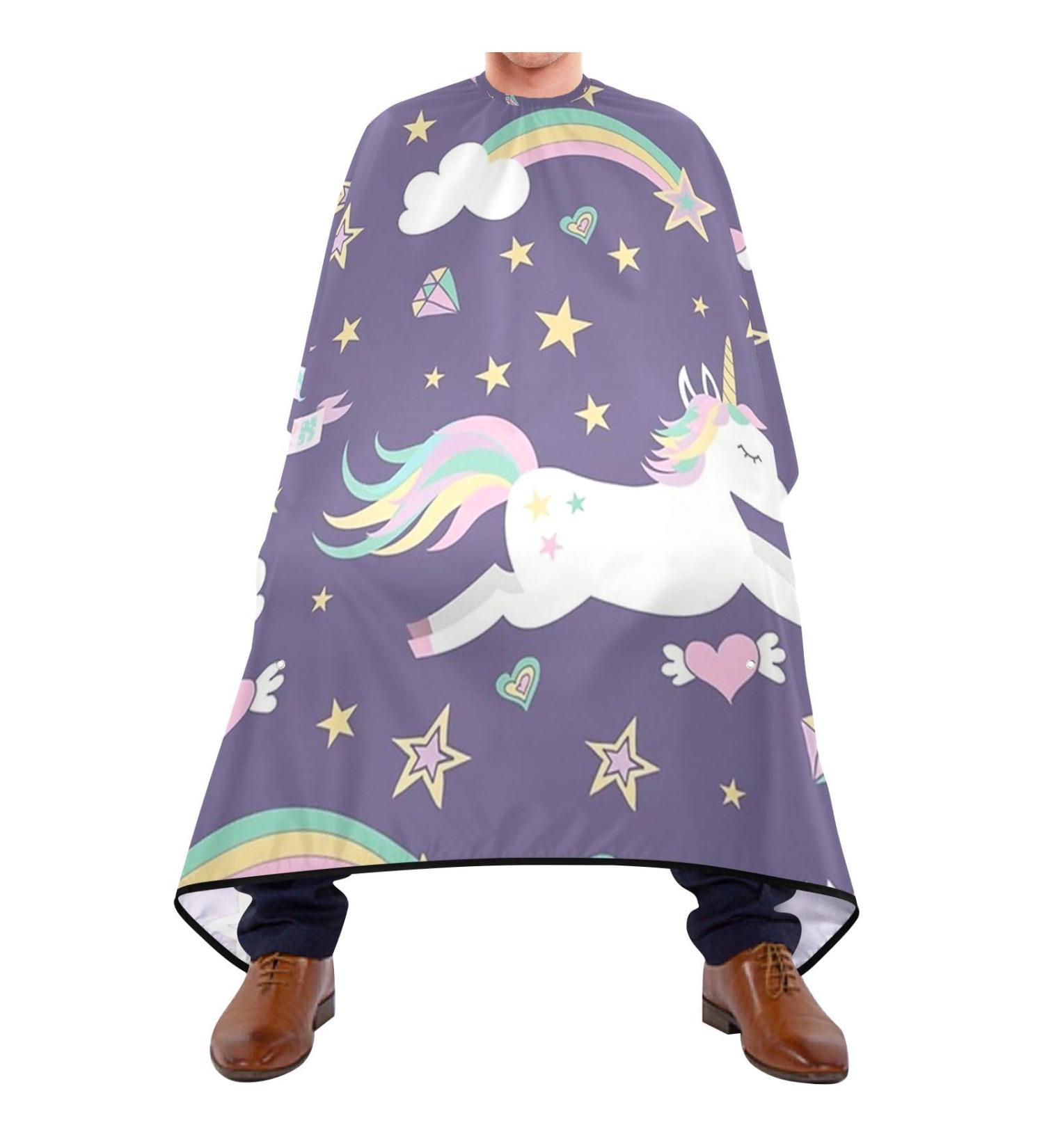 Waterproof Barber Cape - Unicorn & Star on Purple | Cheetah Haircut Bib for Men & Women | Stylish & Durable Hair Cutting Cape - Buy Online on GoSupps.com