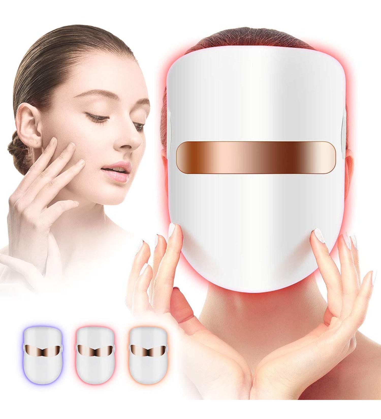 Yofuly LED Face Mask - 3 Color USB Photon Therapy for Acne Anti-Aging & Skin Rejuvenation | Best Skin Treatment for Oily Skin - Buy Online on GoSupps.com