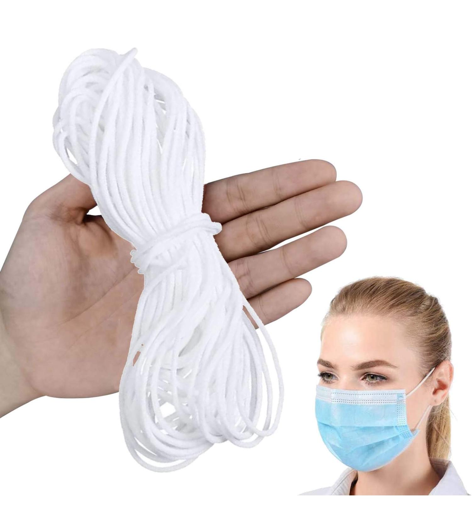 100 Yard 1/8 inch White Elastic Bands for Sewing - Heavy Stretch, Soft Ear Tie Rope for Masks - DIY Craft Elastic Cord - Buy Online on GoSupps.com