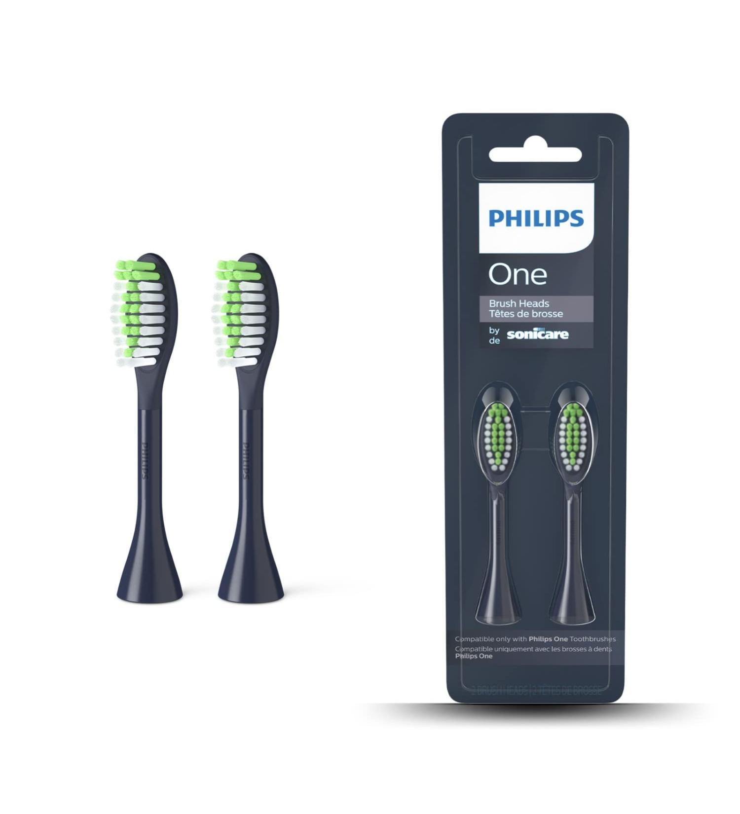 Philips One Brush Heads (BH1022/04) - Pack of 2 Midnight Navy Blue - Replacement Heads for Electric Toothbrush - Buy Online on GoSupps.com