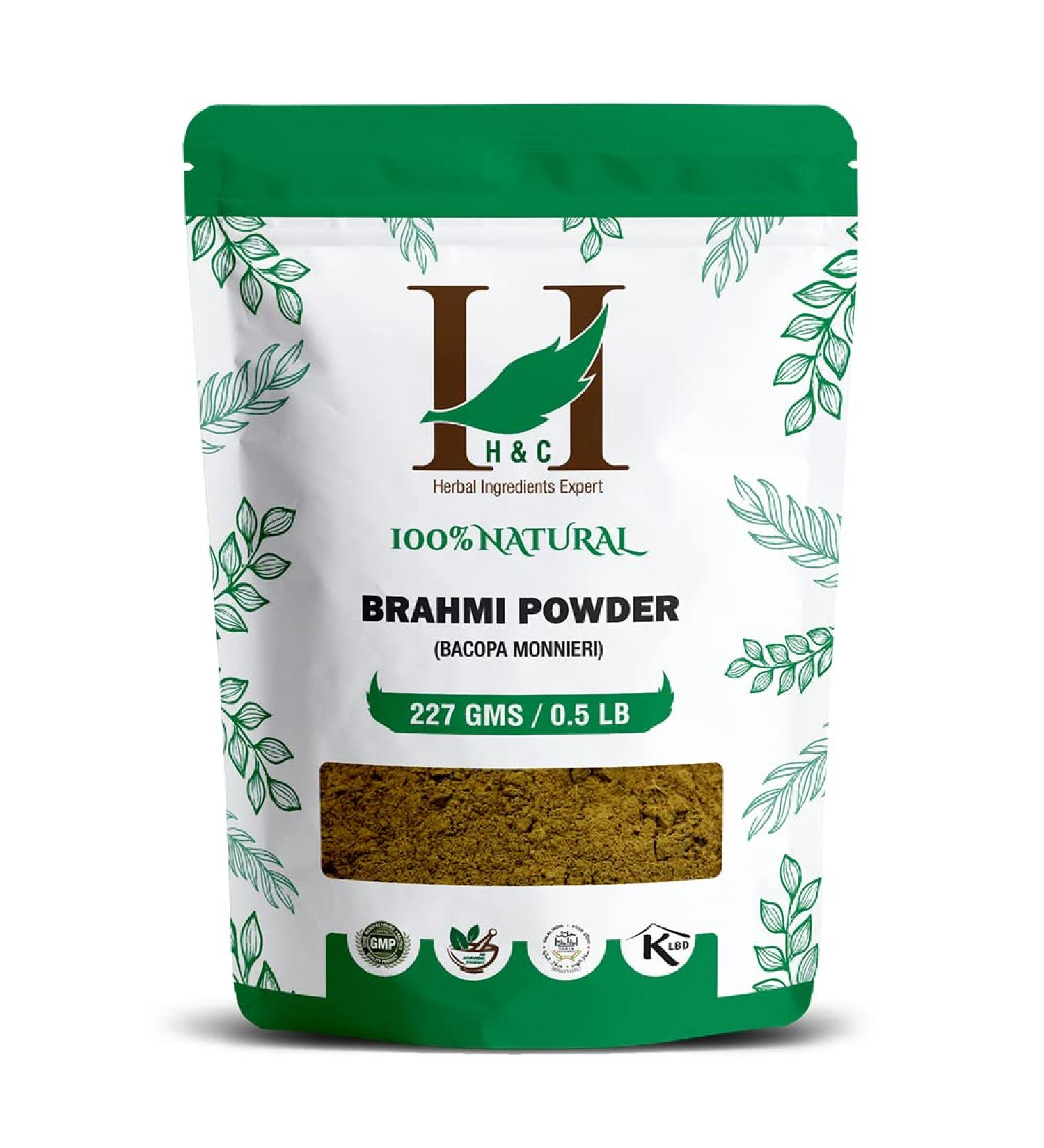 H&C Brahmi Powder (Bacopa Monnieri) - 227g | Rejuvenative for Brain & Nervous System - Buy Online on GoSupps.com