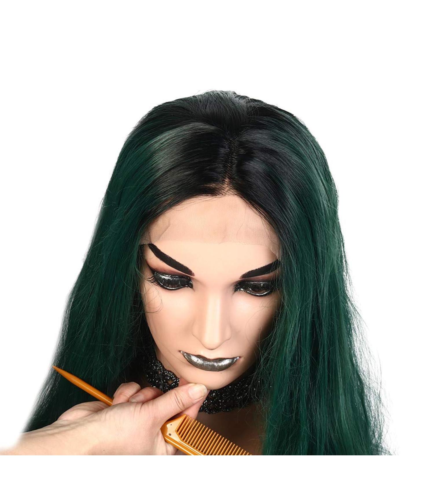 Buy Womens Green Wavy Long Wig - 70s 80s 60s Brazilian Synthetic Curly Cosplay Hair - Buy Online on GoSupps.com