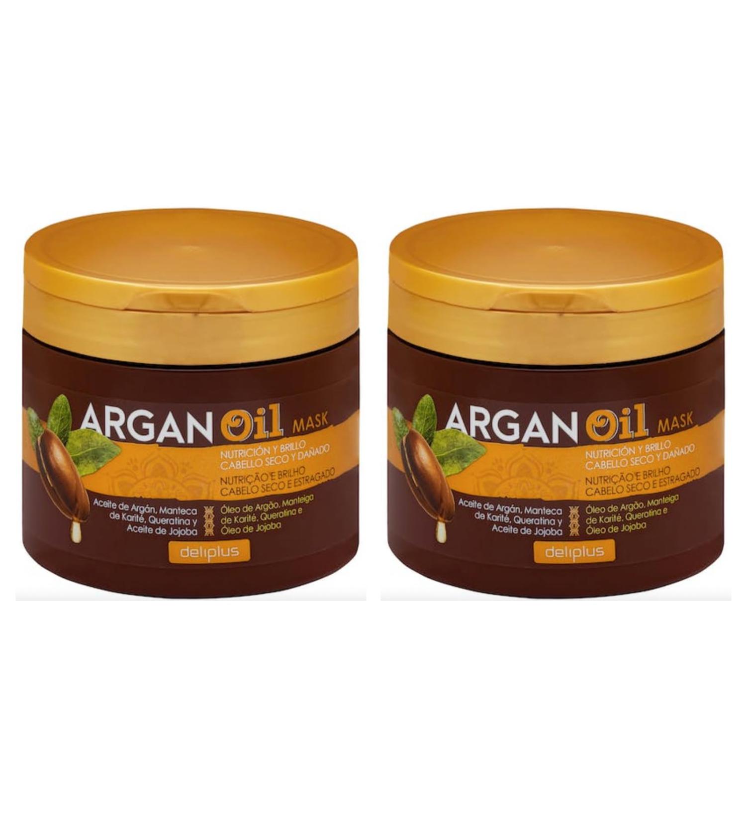 Pack of 2 Argan Oil Masks for Dry and Damaged Hair. Pack of 2 400 ml jars. Total: 800 ml. Deliplus - Buy Online on GoSupps.com