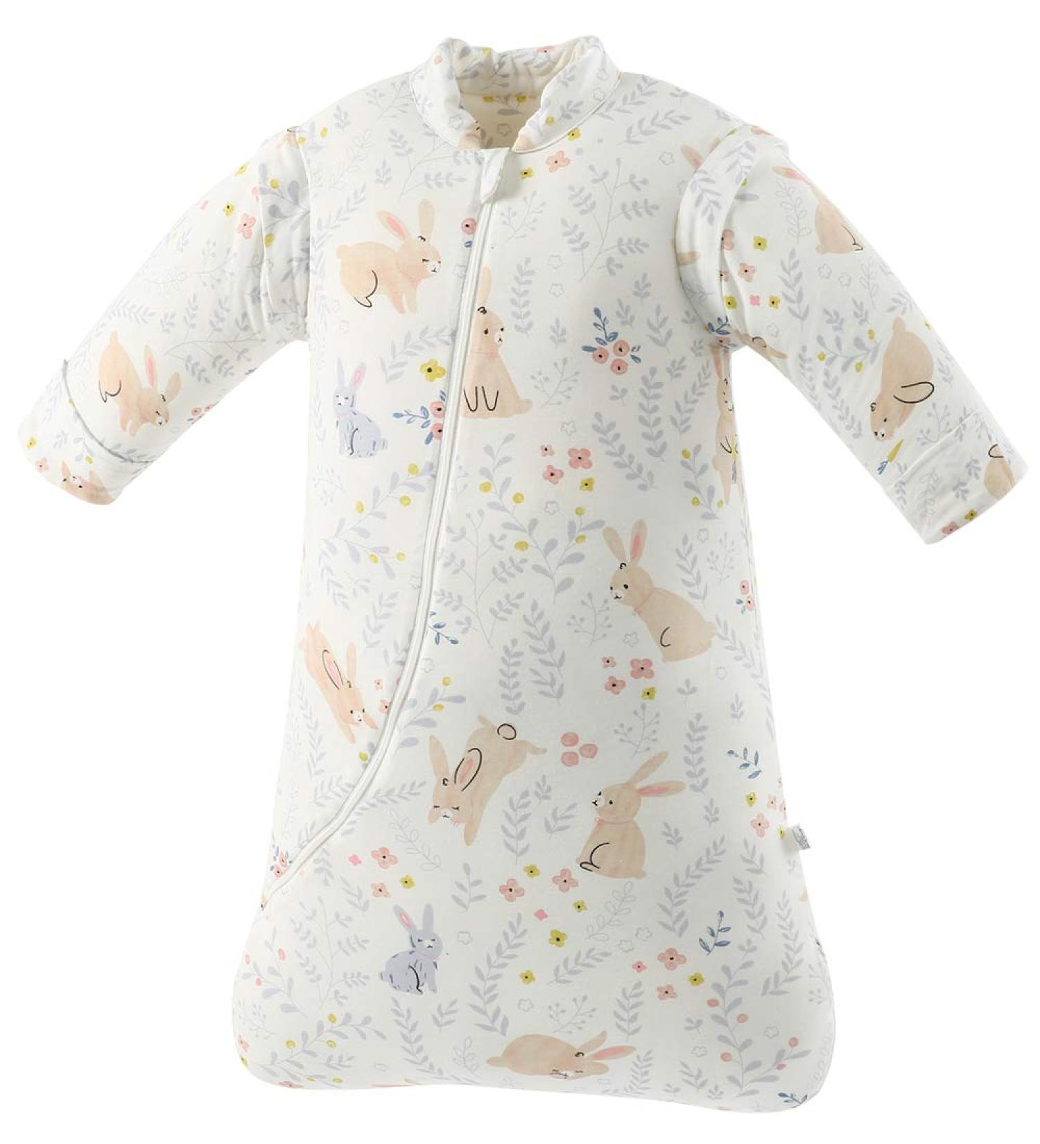 Chilsuessy Baby Sleeping Bag with Detachable Long Sleeves 2.5 Tog Wearable Blanket for Winter Toddler Sleeping Bag Kids Sleeping Sack for Infant Toddler Rabbit Forest/2.5 Tog 2-4 Years