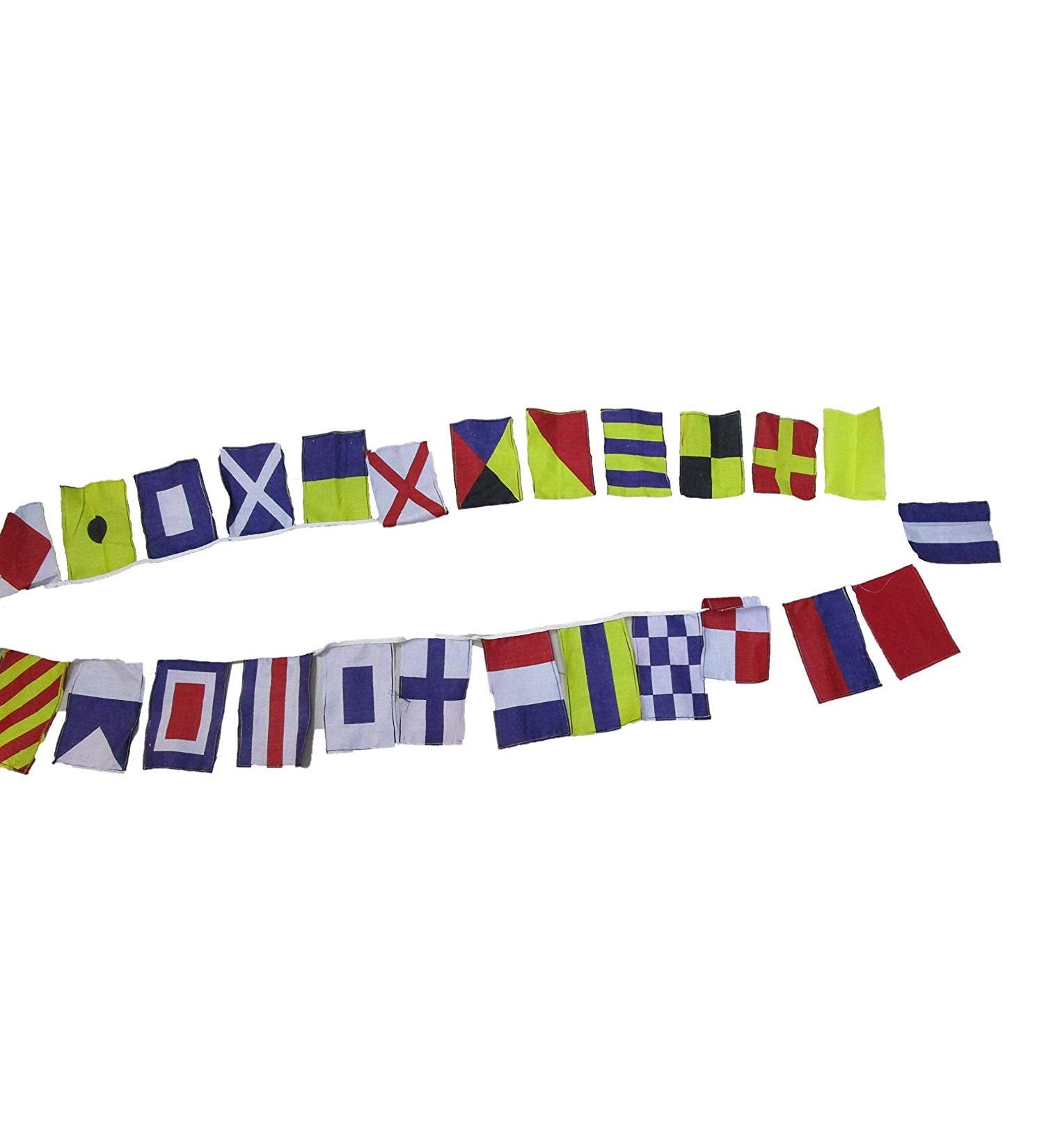 Nautical Sailboat Bunting Signal Flags Set - Marine Boat Yacht Decor - 26 Small Cotton Flags - Buy Online on GoSupps.com