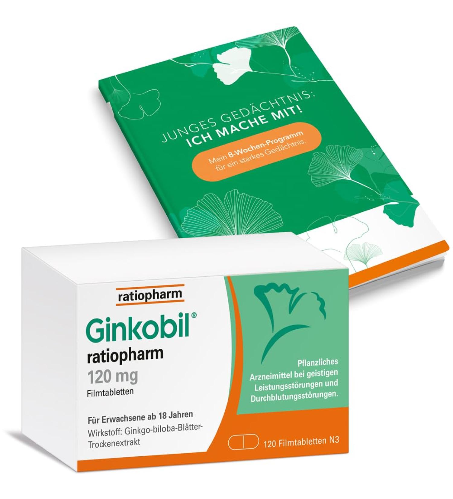 Buy Ginkobil Ratiopharm 120 mg Film-Coated Tablets | Free Memory Boost Book | Enhance Memory & Concentration with Ginkgo Biloba - 120 Tablets - Buy Online on GoSupps.com