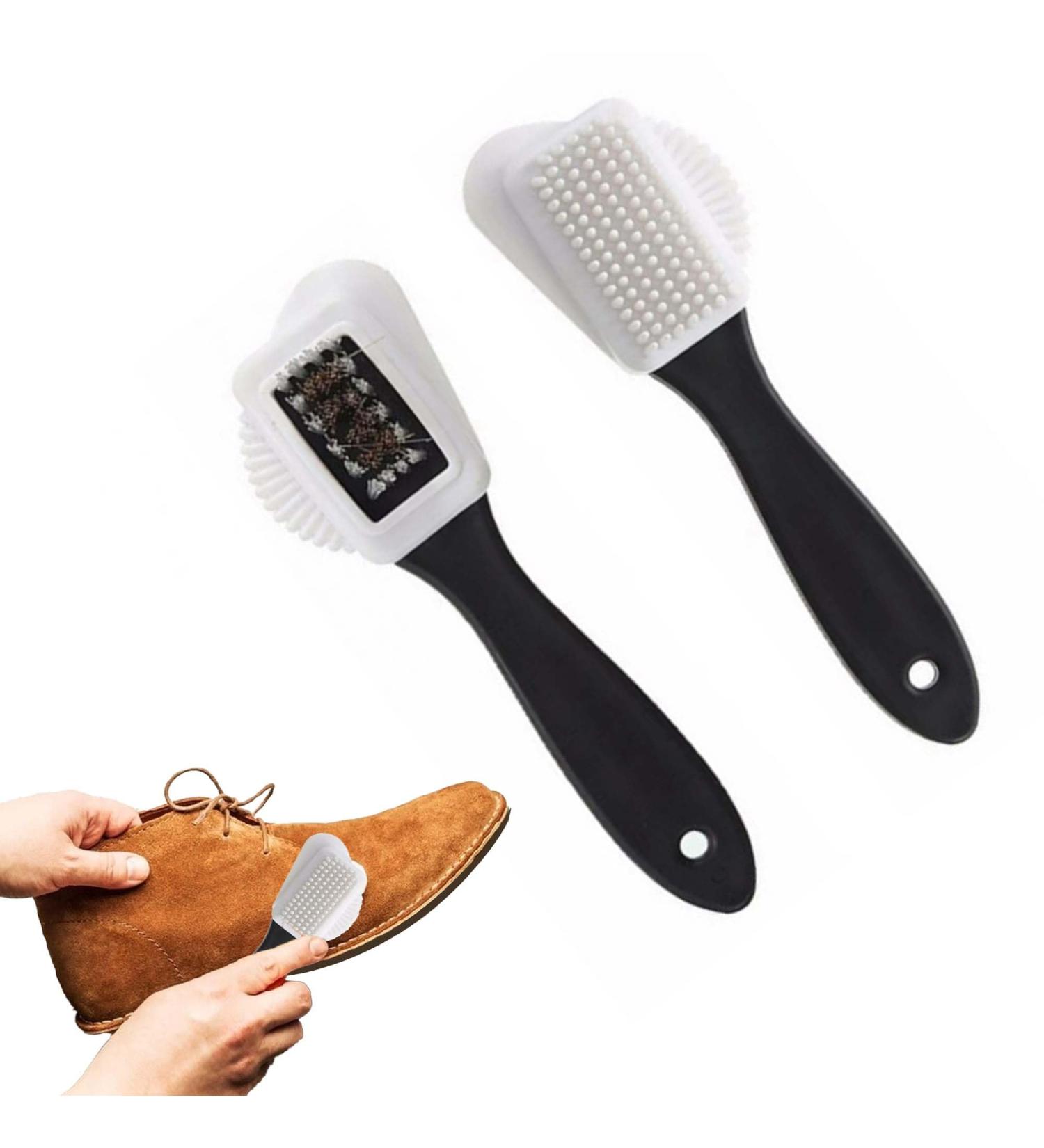 2Pcs Premium 4 Sided Suede Brush for Shoes - Multipurpose Matte Leather Care Tool for Stain Removal and Cleaning Shoes/Boots - Buy Online on GoSupps.com