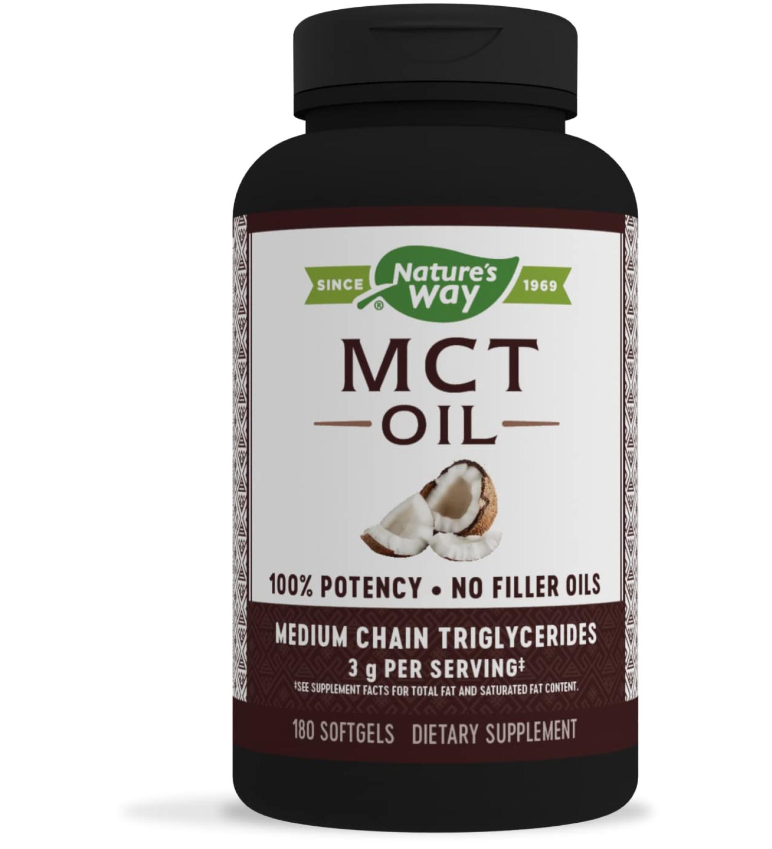 Nature's Way MCT Oil Softgels 180 Count - Boost Energy & Support Weight Management - Buy Online on GoSupps.com