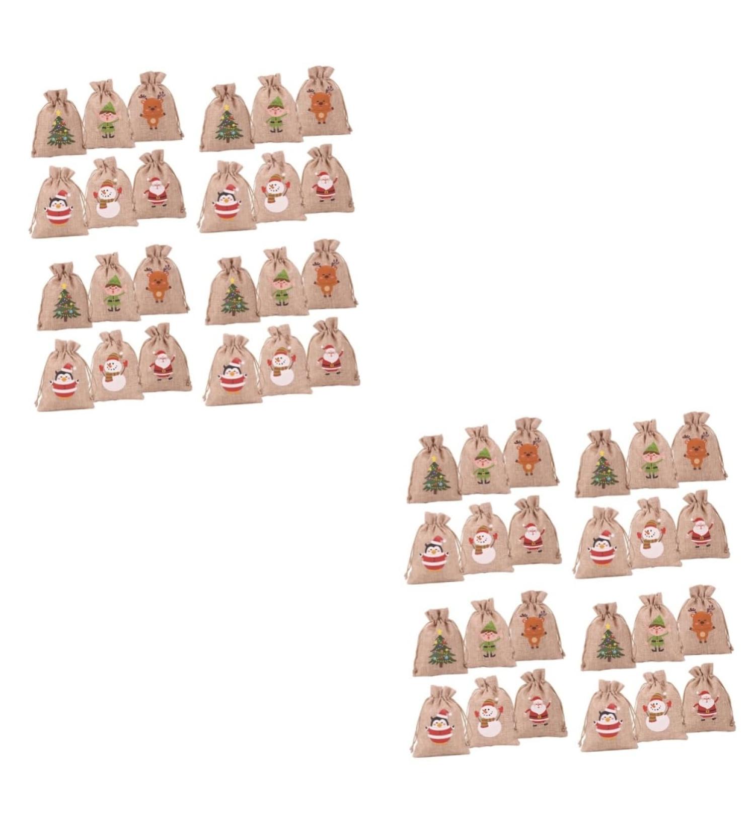 Cabilock 48 Pcs Christmas Sack Calendars Santa Bag Christmas Advent Bags Countdown Blush Beam Port Elder - Buy Online on GoSupps.com