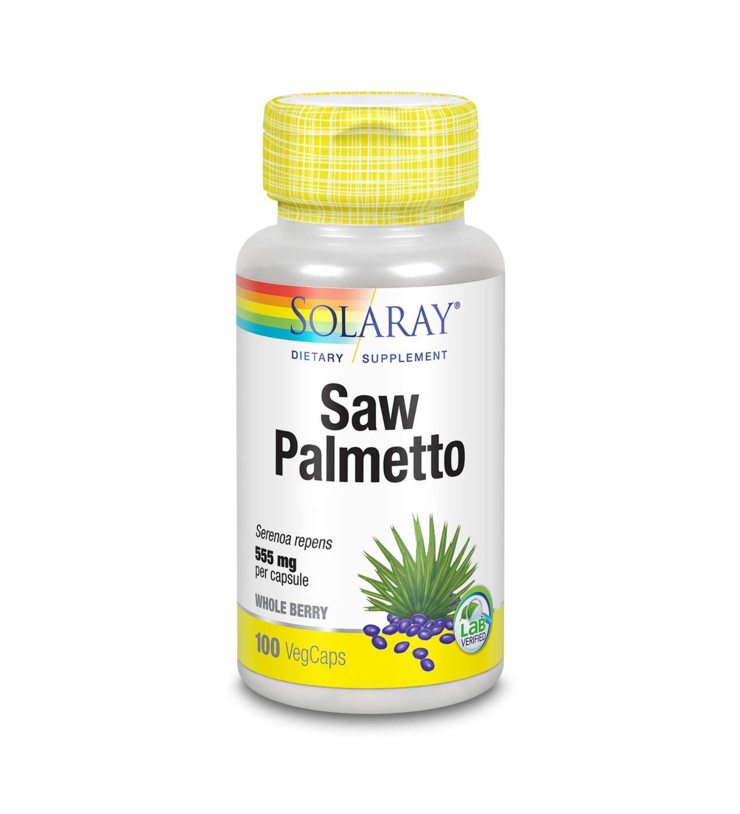 Solaray Saw Palmetto 555 mg - Organic VegCaps | Natural Support for Prostate Health - Buy Online on GoSupps.com