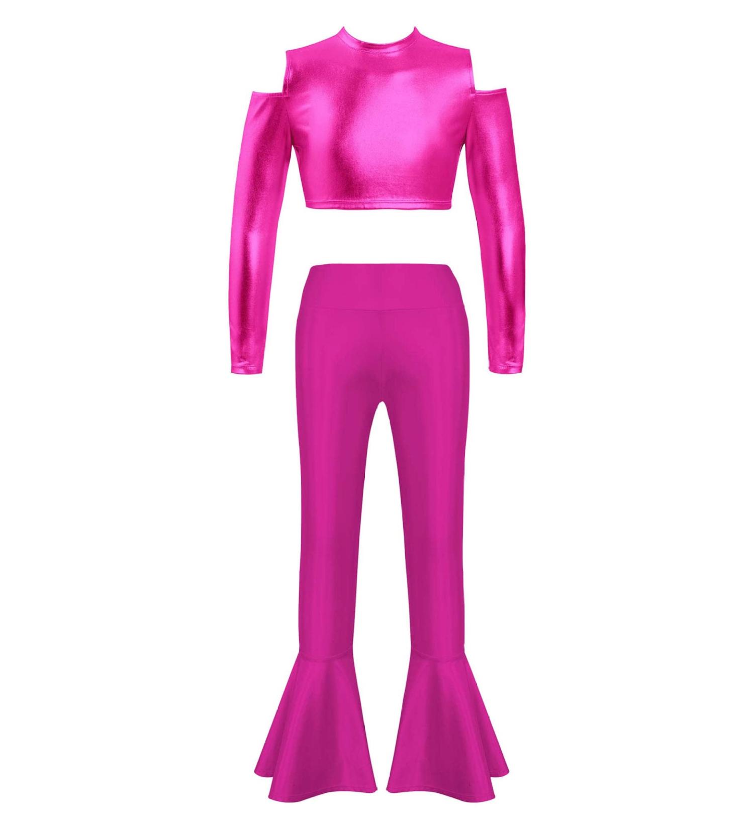 Loloda Kids Metallic Flare Pants Set - Pink Athletic Leggings for Girls, 14 Years - Buy Online on GoSupps.com