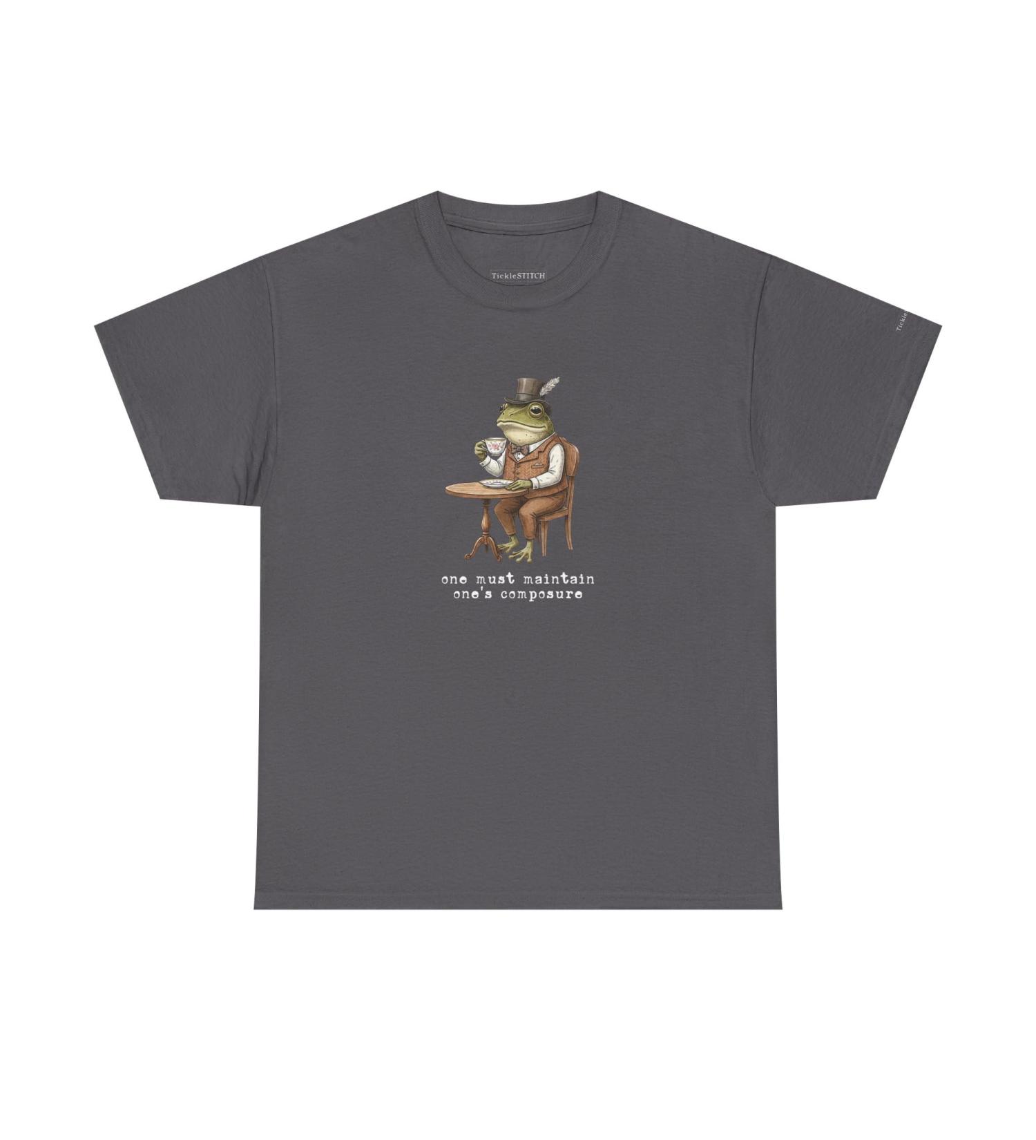 One Must Maintain Composure Stoic Frog | Graphic Tee Men Women | Dapper T-Shirt Charcoal - Buy Online on GoSupps.com