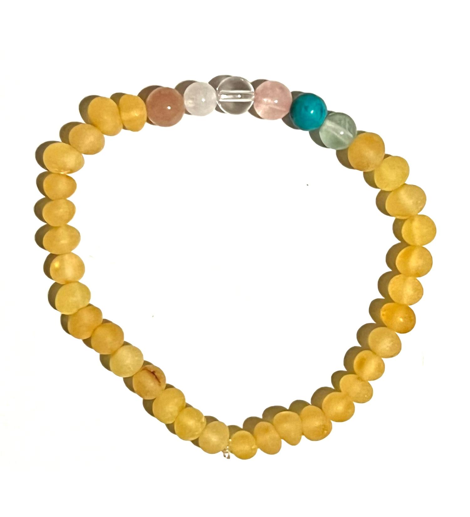 Baltic Amber Quartz Turquoise Bracelet by UMAI | Certified Pain Relief for Carpal Tunnel | Anti-Inflammatory Rainbow - Buy Online on GoSupps.com