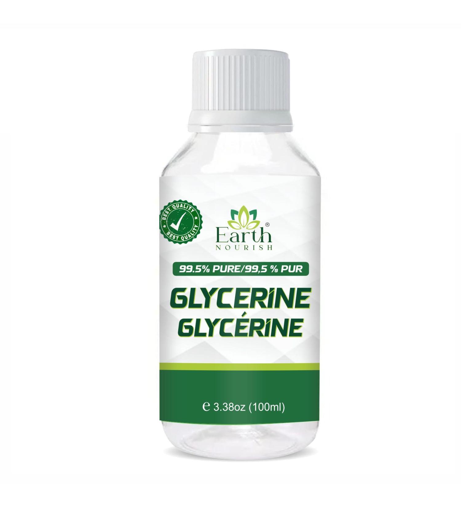 Earth Nourish Glycerin 3.38 Fl Oz / 100ml Pure Vegetable-Based Glycerin for DIY Skincare Haircare & Personal Care Formulations - Buy Online on GoSupps.com