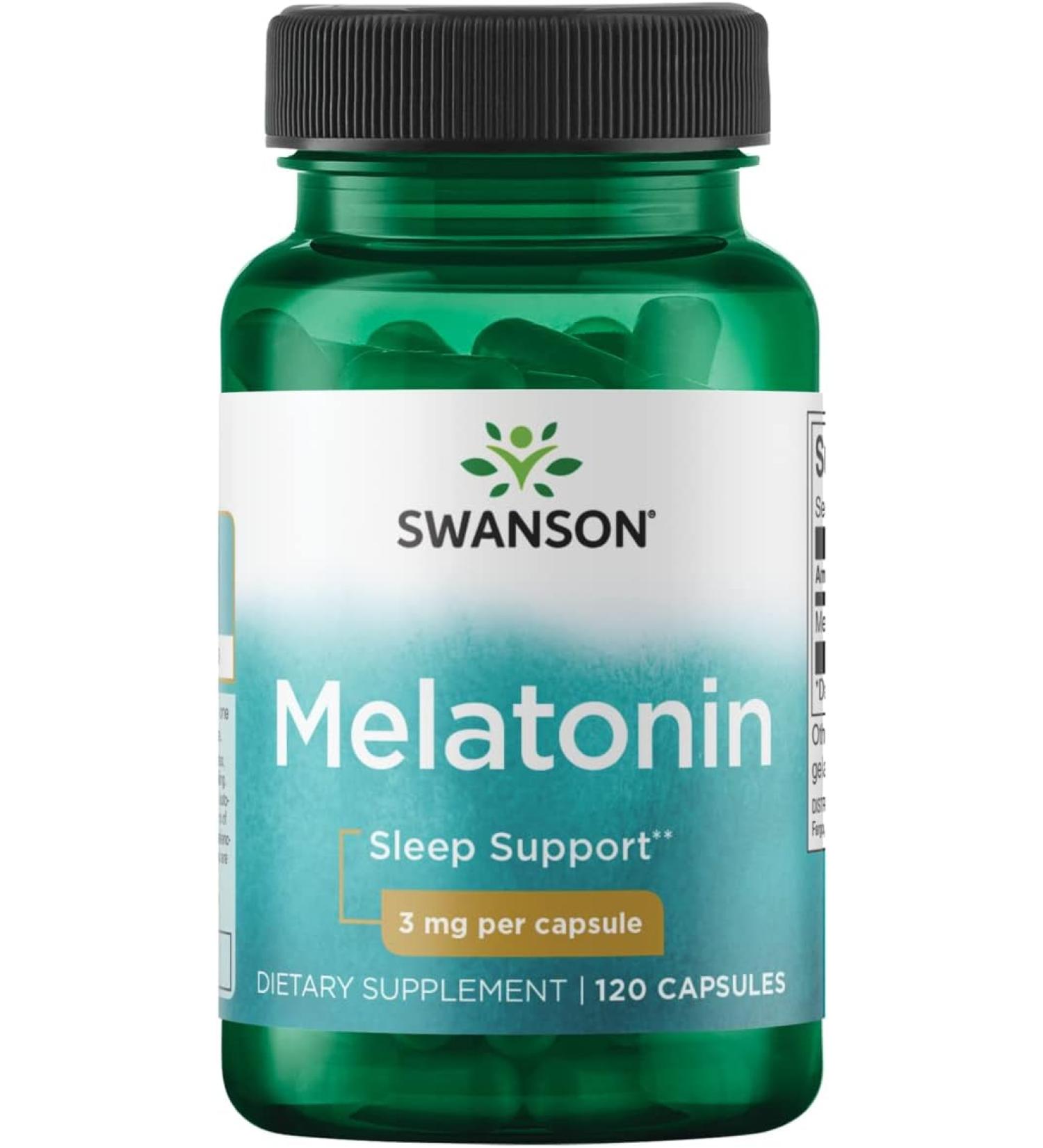 Swanson Melatonin 3mg - 120 Capsules for Sleep Support | Buy Online - Buy Online on GoSupps.com
