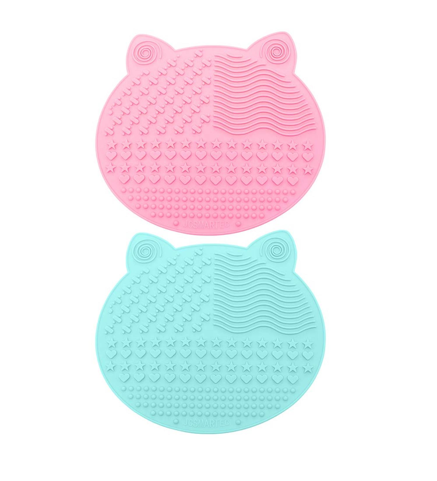  2-Pack Makeup Brush Cleaning Mat Cute Cat Animal Design Silicone Portable Brush Cleaner Pad Washing Tools with Suction Cups (Green+Pink) - Buy Online on GoSupps.com