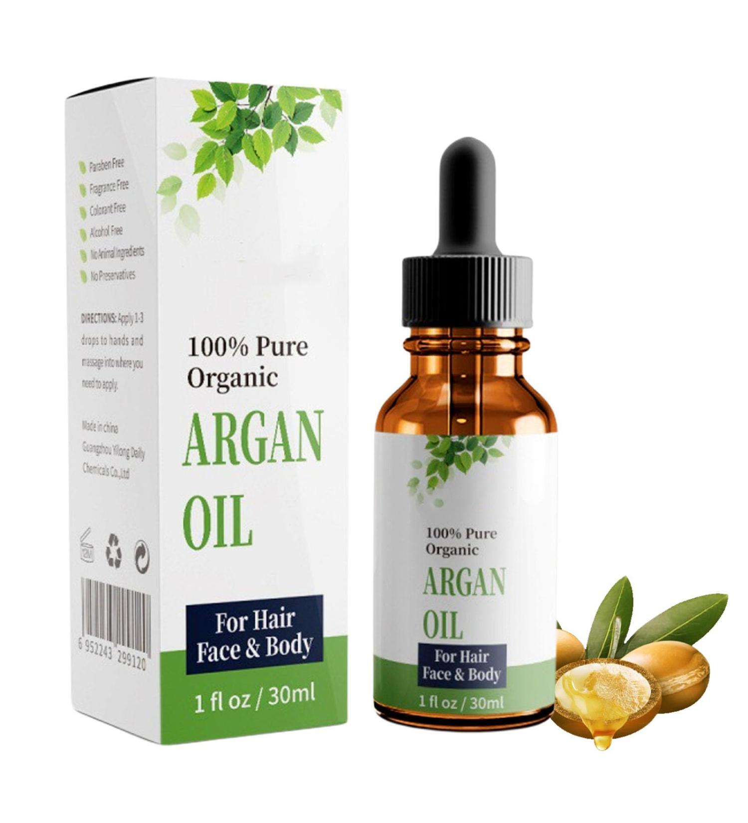 Organic Argan Hair Oil Deep Moisturizing Serum for Dry Damaged Hair | 30ml Natural Cold Pressed Oil for Hair Face & Skin Care - Buy Online on GoSupps.com