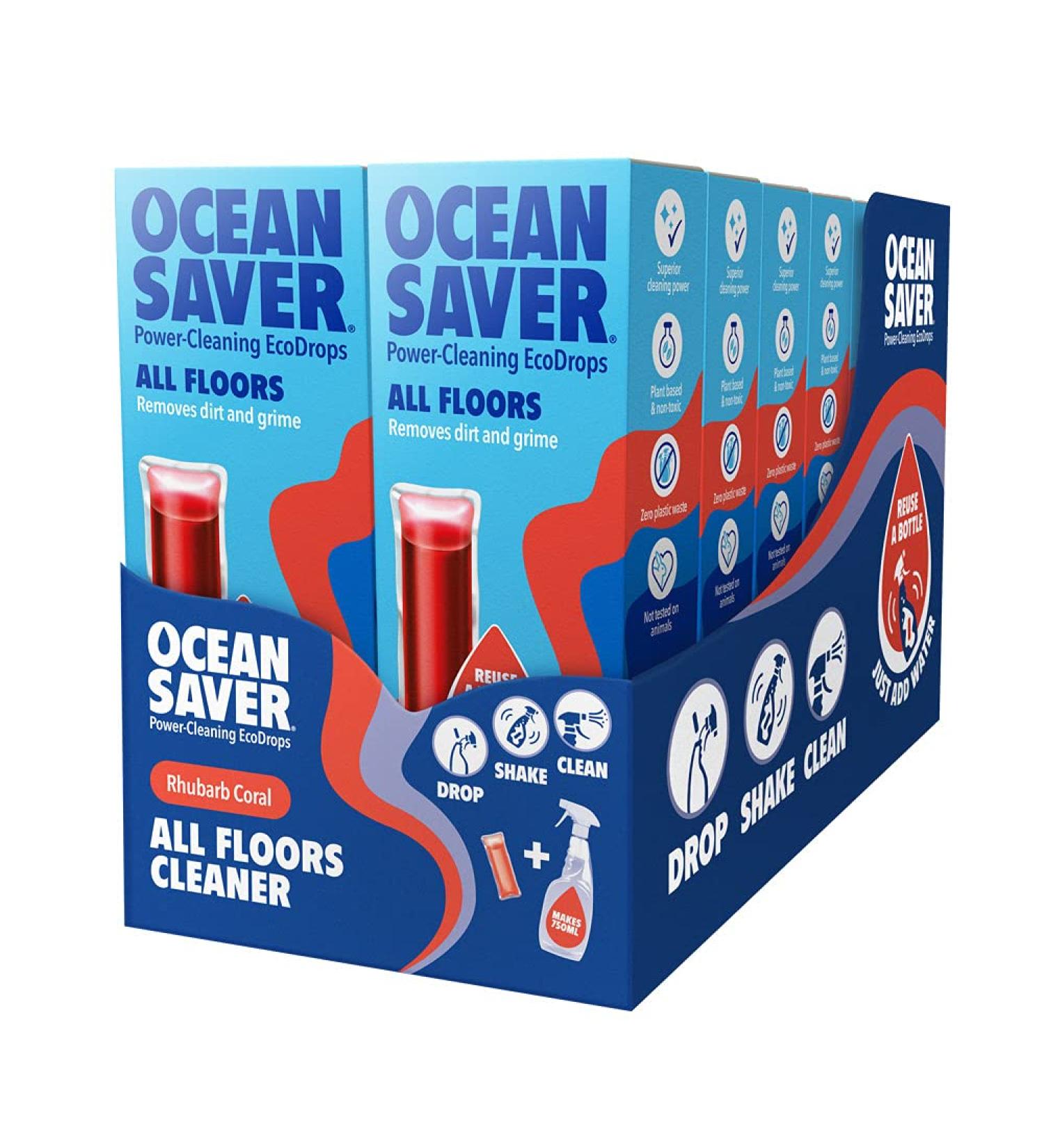 OceanSaver All Purpose Floor Cleaning Spray - 12x 10ml | Plant Based Rhubarb Coral Scent | Eco-Friendly & Cruelty-Free | Multi-Surface Cleaner for Spills & Stains - Buy Online on GoSupps.com