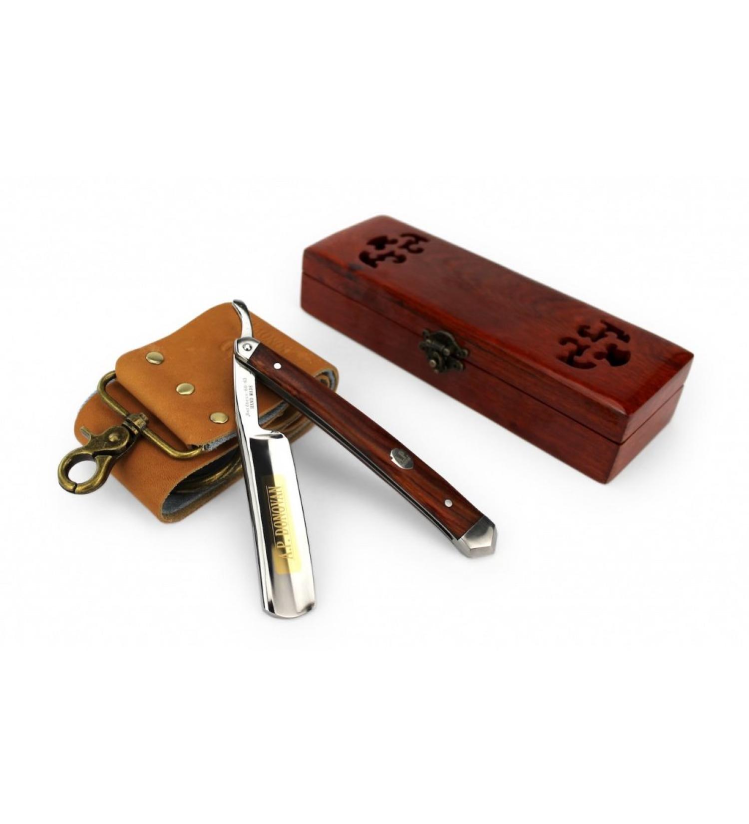 A.P.Donovan 7/8 Razor - Premium Mahogany Grip Leather Sharpening String & Wood Box - International Shipping Available - Buy Online on GoSupps.com